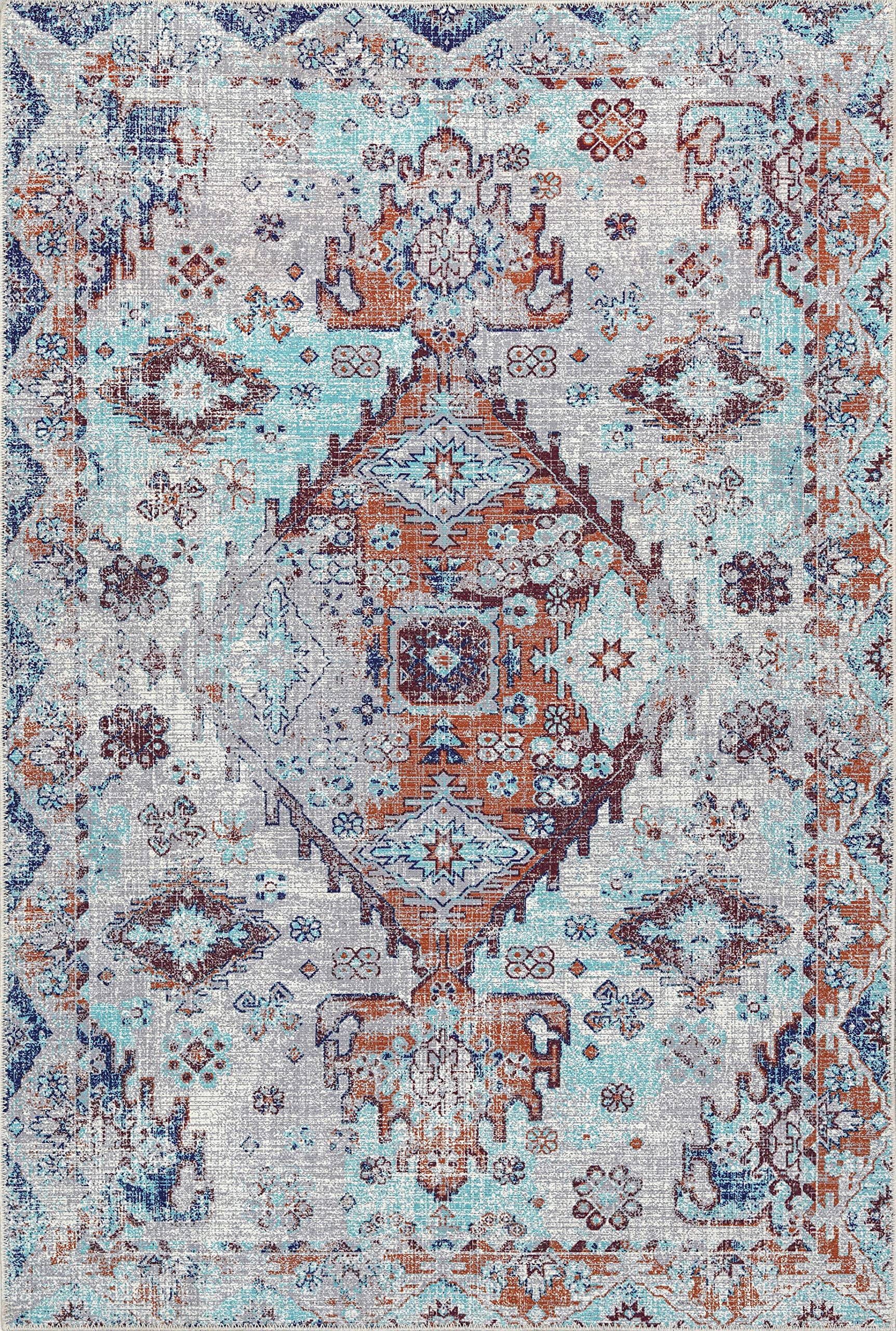 Adiva Rugs Machine Washable Area Rug with Non Slip Backing for Living