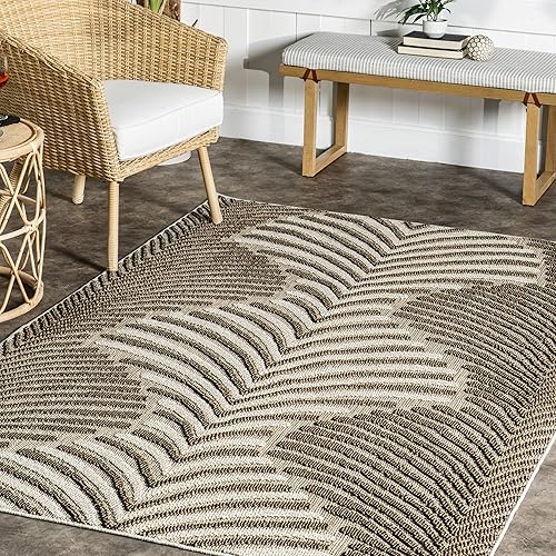 Miniatura 8 de nuLOOM Mandie Modern Zebra - Alfombra de área para interiores y exteriores, 7 x 9 pies, color beige