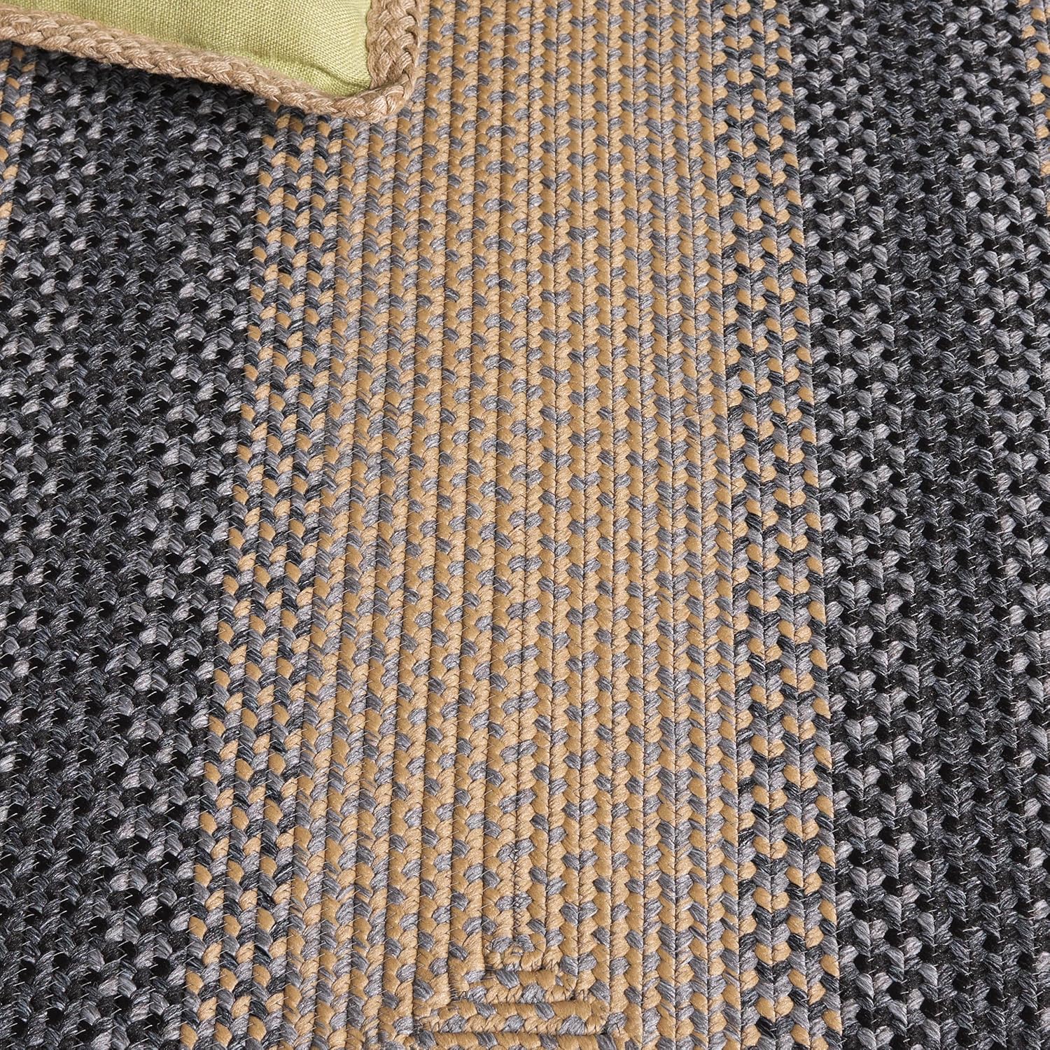 SAFAVIEH Washable Rug Outdoor Braided Collection - 8' Square, Black & Grey, Handmade & Reversible, Non-Shedding & Easy to Clean, Ideal for Patio, Backyard, Mudroom (BRD311A)