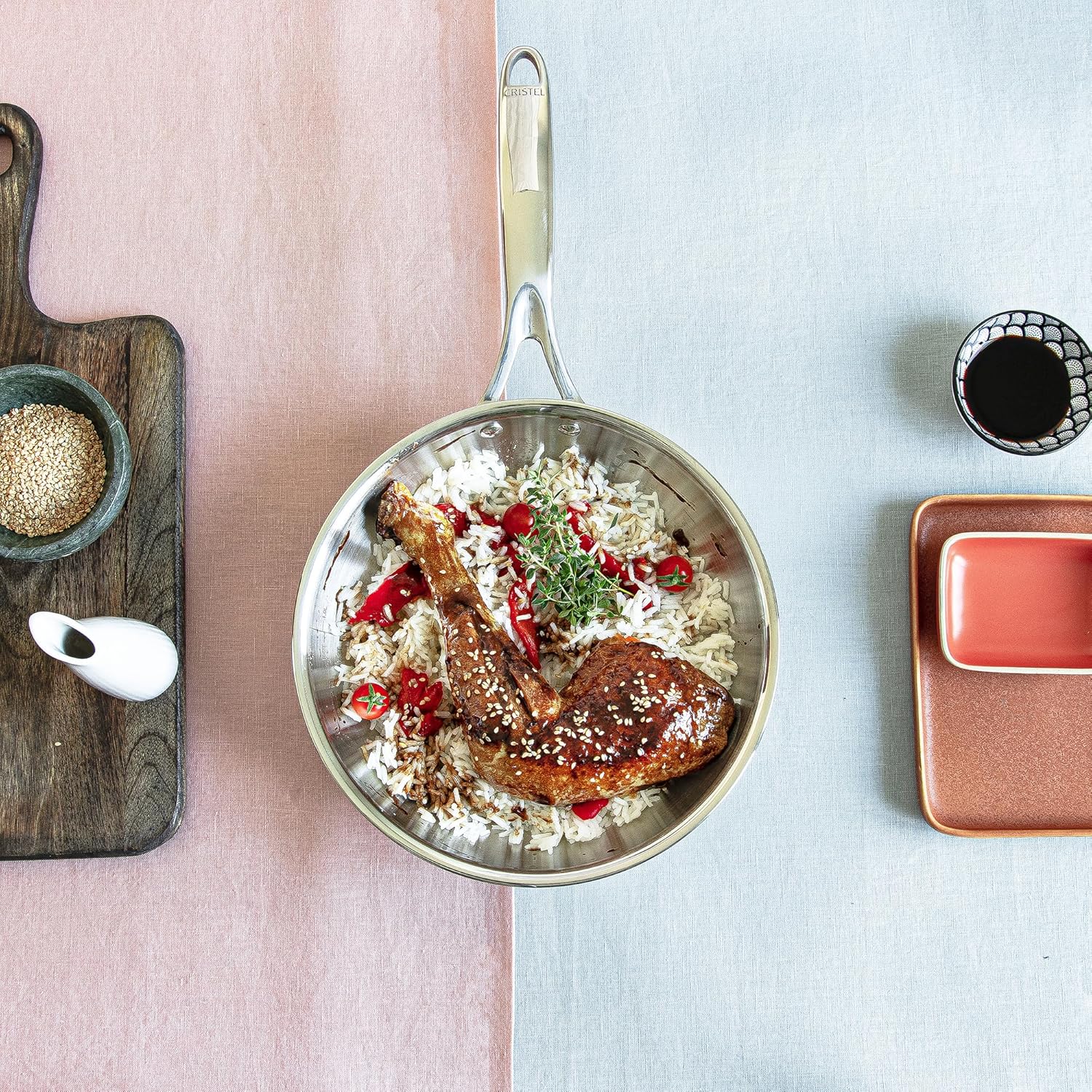 Cristel Castel'Pro® Ultraply® Collection Frying Pan, 8" diameter, 5-Ply construction.