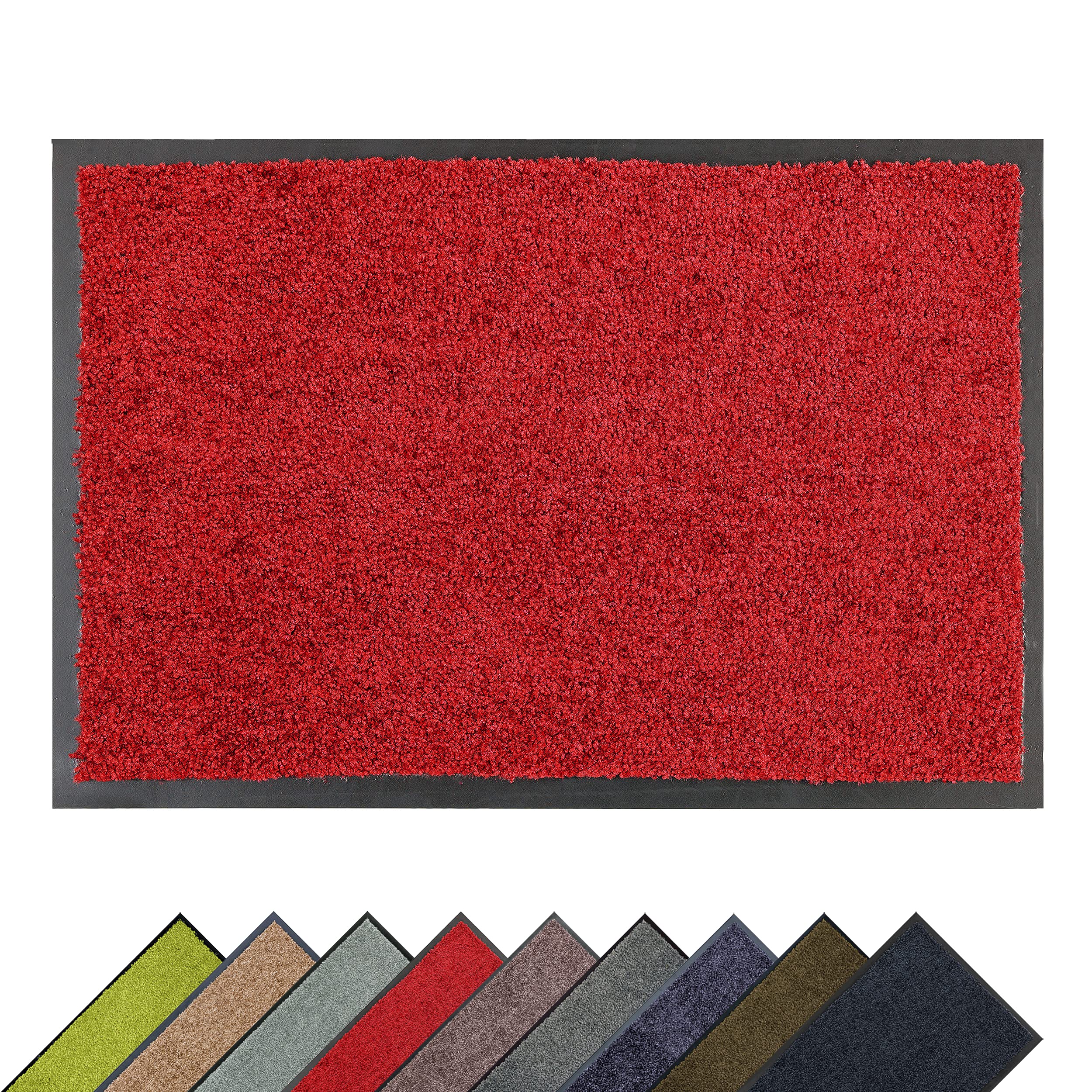 Astra Tapis de propreté de Haute qualité - paillasson intérieur - Tapis de Sol Lavable à 30° C - Tapis antidérapant - Tapis Cuisine - Couloir - Rouge 60x180 cm