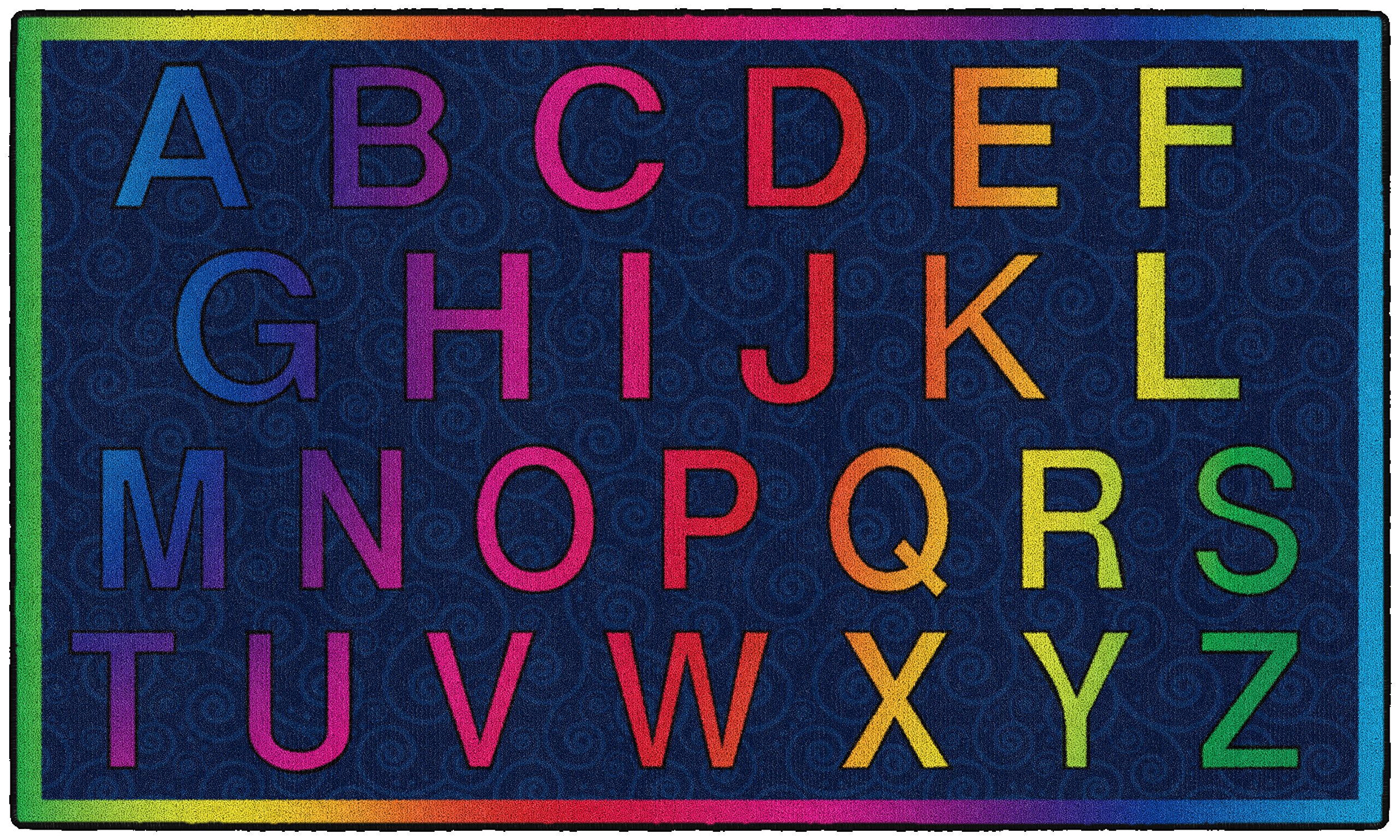 Flagship Carpets Cheery Alphabet Rainbow ABC Area Rug for Children's Classroom Mat, Playroom Carpet and General Educational Activities, 3' x 5', Multicolor