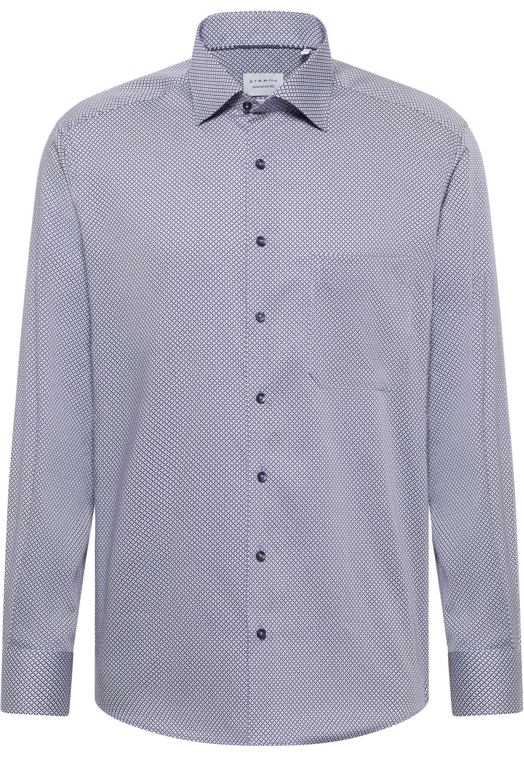 ETERNA Comfort Fit Hemd Langarm New Kent Kragen Muster blau Größe 42