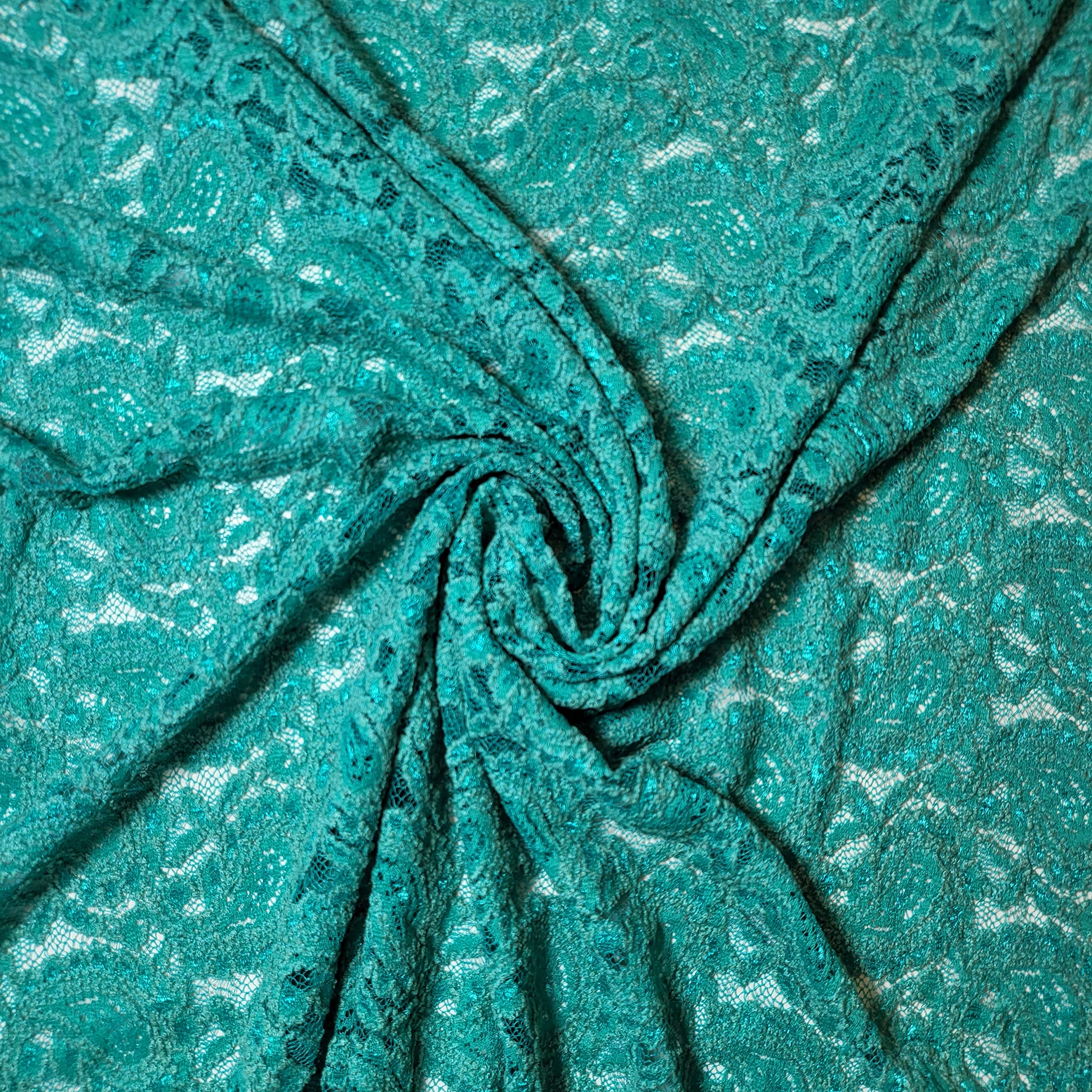 African Vintage Embroidery Bridal Nigerian French Embroidery Corded Budget Guipure Lace Mesh Net Fabric 54" Corded Budget Guipure Lace Mesh Net Fabric 54" (1 Meter, Jade Paisley) โ image 1