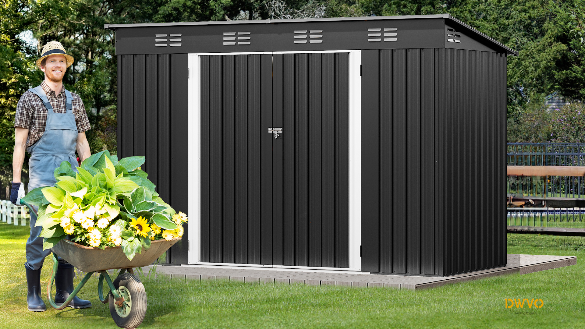 Watch DWVO 10x8FT Large Metal Outdoor Storage Shed on Amazon Live