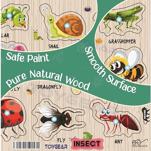 Image of Insect Wooden Learning Puzzle Toys for Brain Training /jorky Cutting Puzzle for Home /School /Non-Toxic /Education Memory Games for Baby Boy and Girl /Best for Gift