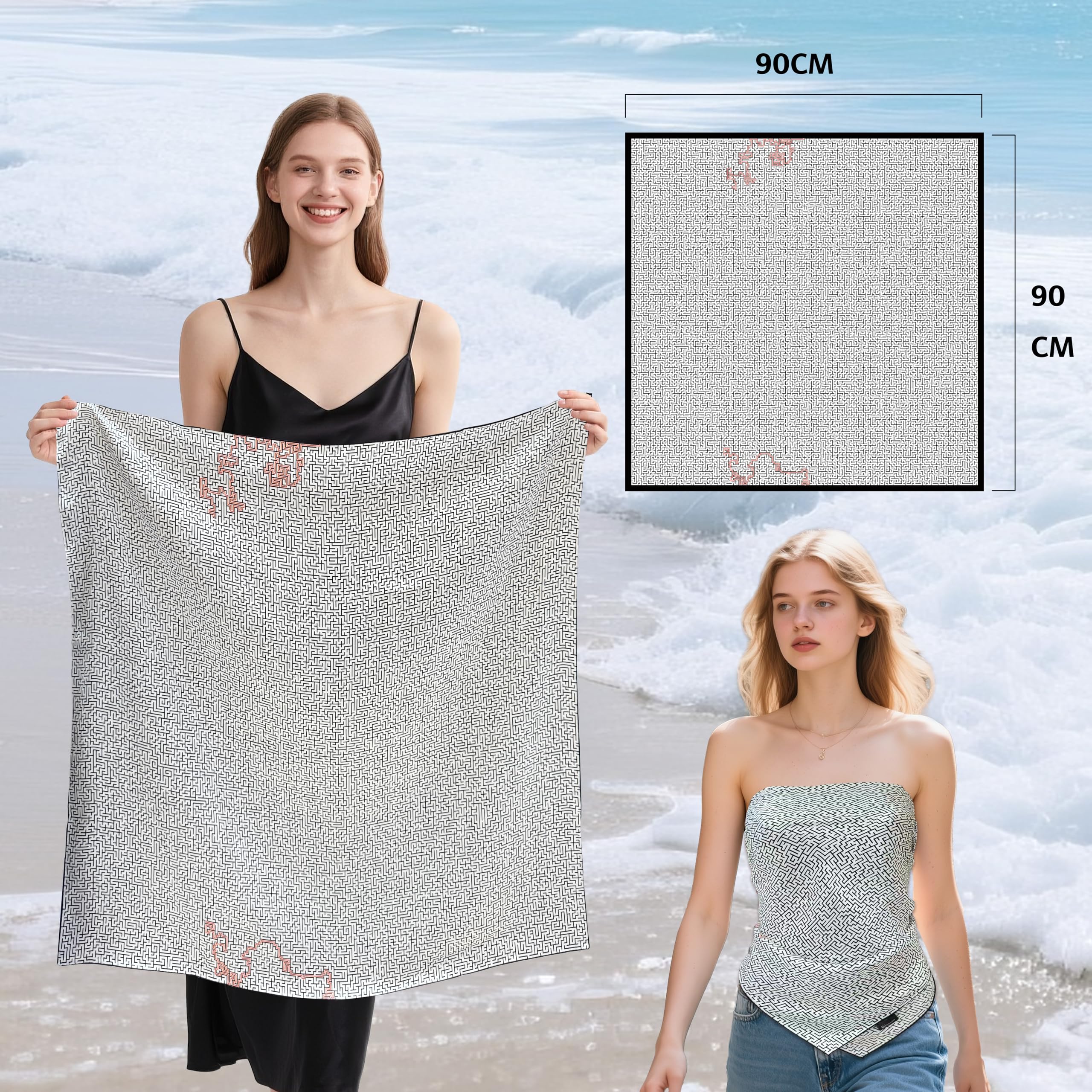 townssilk Foulard in 100% seta di gelso da donna, 90 x 90 cm, certificato Oeko-Tex, lussuoso e liscio come la seta, foulard/foulard, accessorio alla moda quadrato