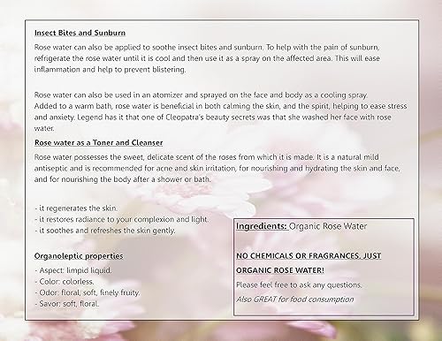 Miniatura 6 de Agua de rosa marroquí orgánica de primera calidad 100 pura grado alimenticio sin aceites ni alcohol rica en vitamina A y C perfecta para hidratar y