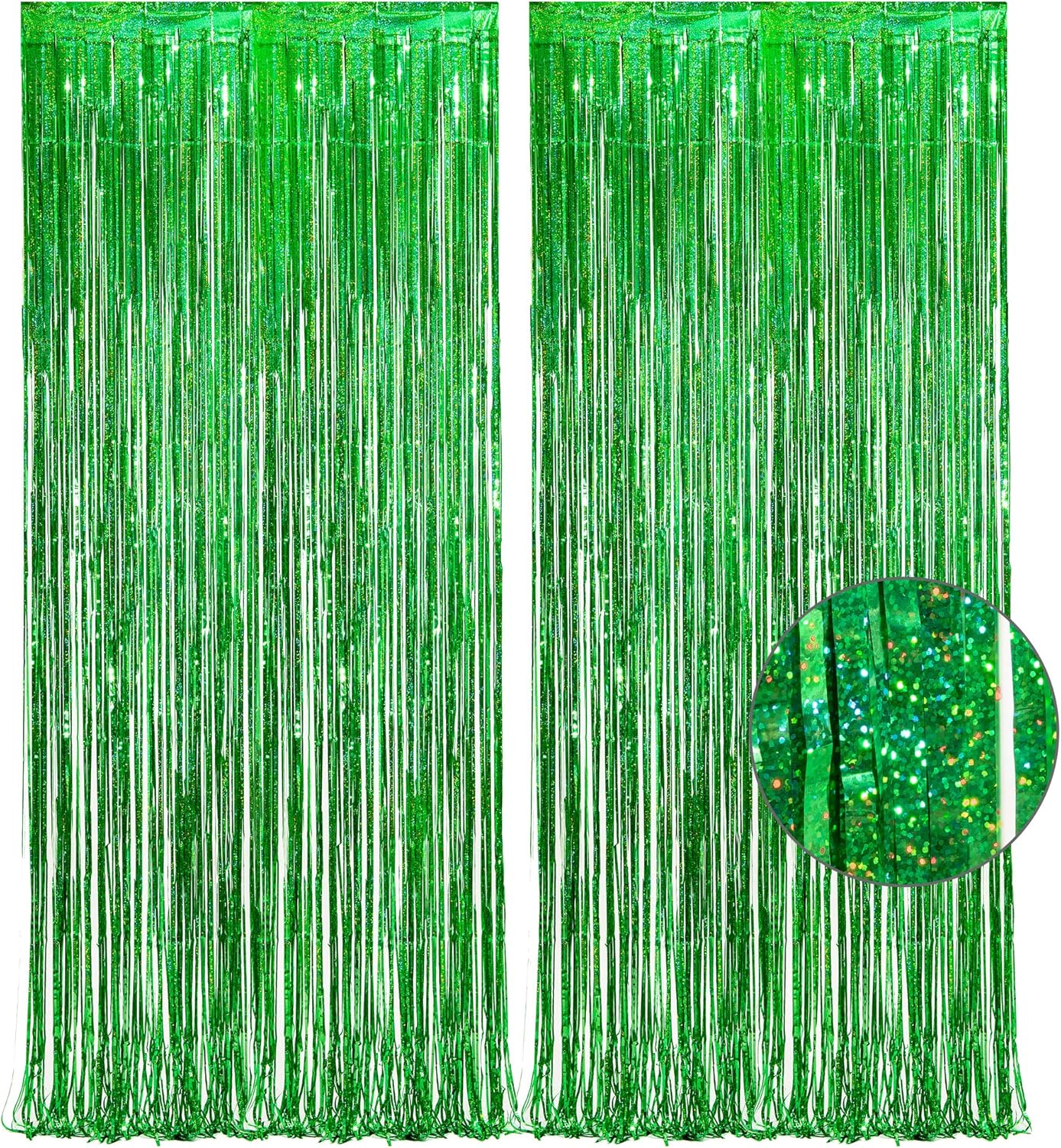 Green Tinsel Curtain Party Backdrop GREATRIL Foil Fringe Curtain for