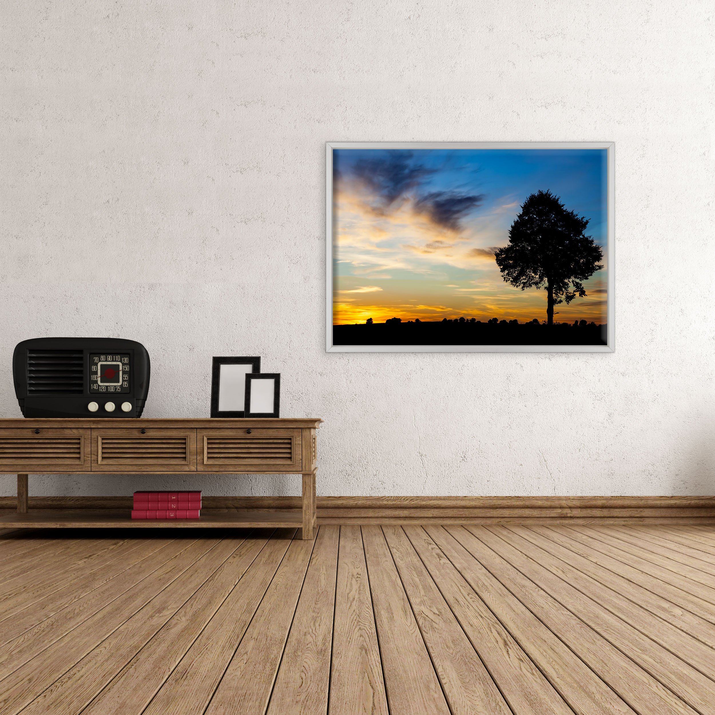 Cuadro sobre lienzo Canvas – ConKrea – Listo para colgar – atardecer de campo