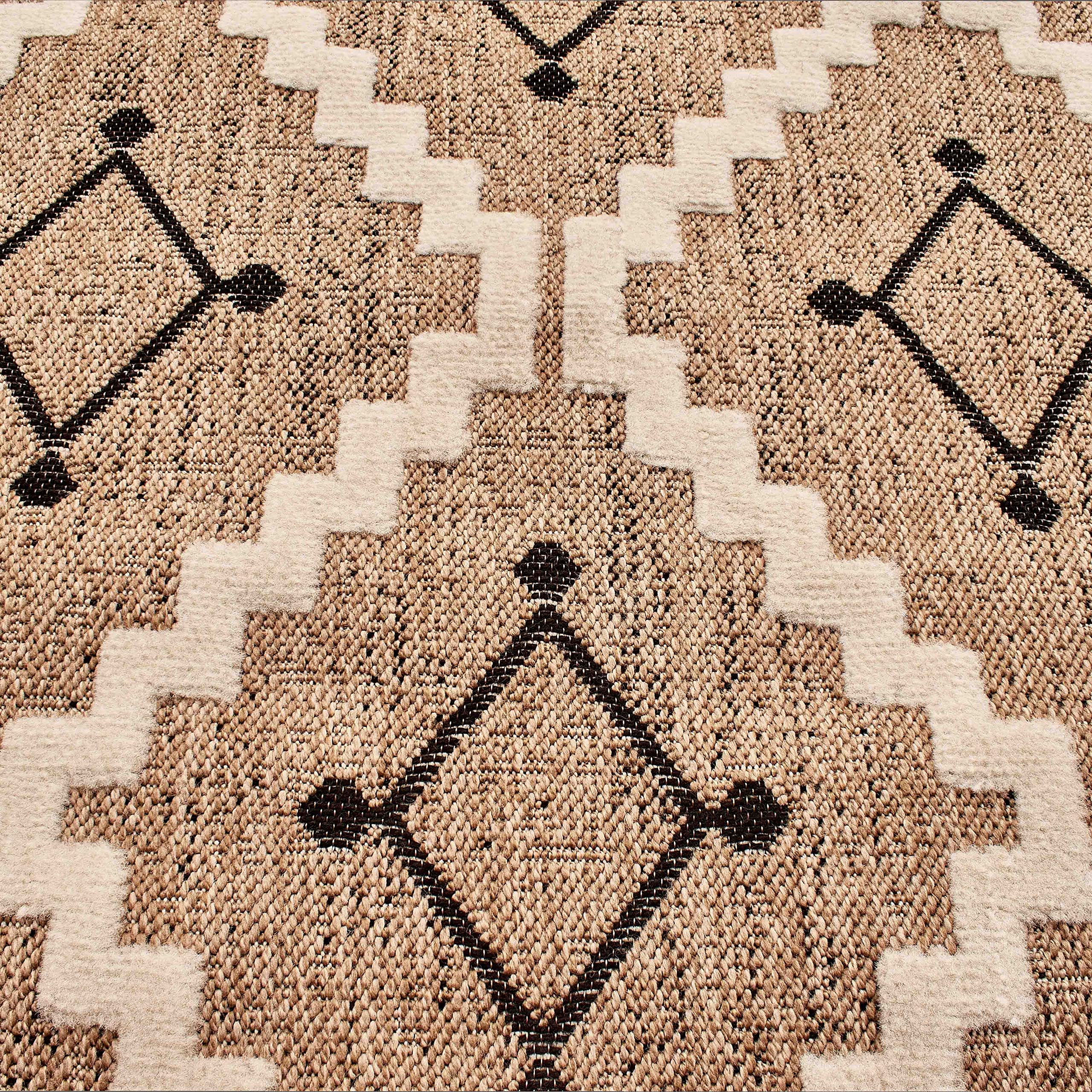 Nazar Alfombra Salón Naturaleza Aspecto Yute Chiné Diseño Moderno Estilo Boho, Alfombra para Salón, Dormitorio, Terraza, Exterior, Color Natural (9041 Negro, 120x170 cm)