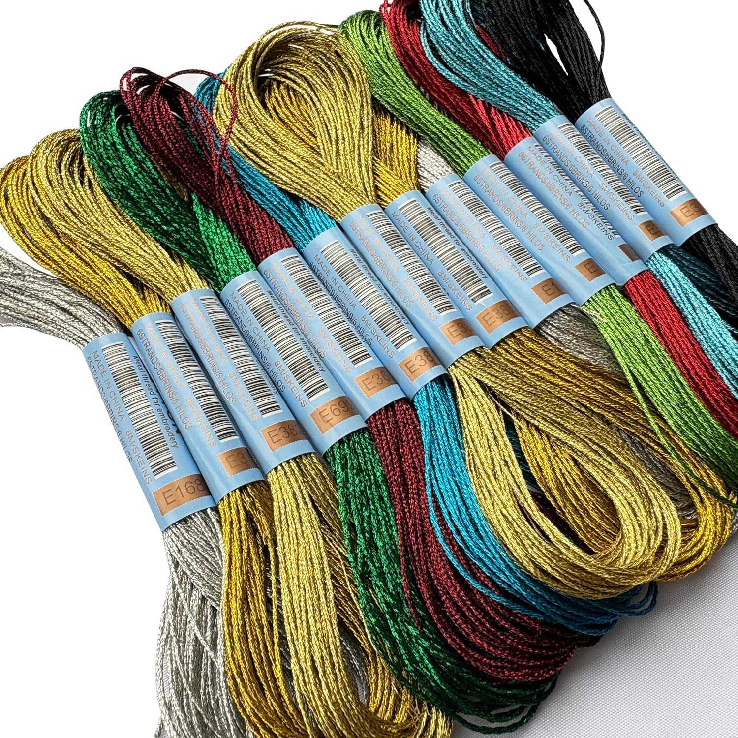 13 Skeins Embroidery Thread, 10 Colors Metallic Embroidery Floss Set, Polyester Cross-Stitch Threads for Hand Embroidery, String Art（10 Colors）