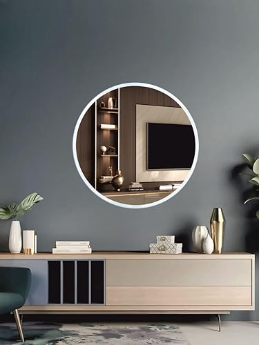 Image of Ali.G.I 30 inch Round Vanity Mirror with Bright White Frame - Elegant White Framed Mirror for Bathroom, Bedroom, Living Room, Office, Entryways, Hotel, Restaurant (Wht, 30 Inch)