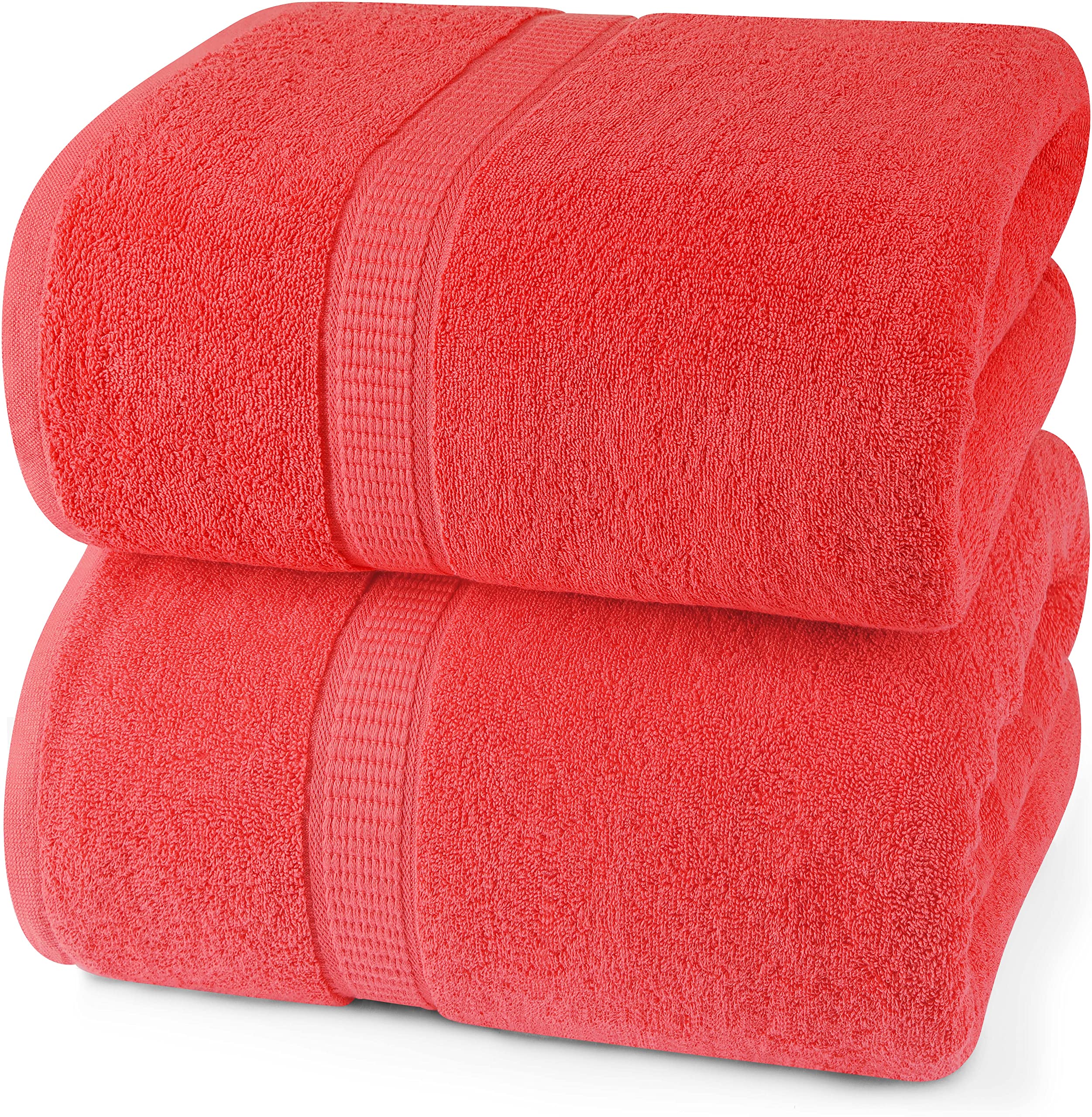 Utopia Towels Luxurious Jumbo Bath Sheet 2 Piece, 600 GSM, 35 by 70 Inches, 100% Ring Spun Cotton, Highly Absorbent and Quick Dry Extra Large Bath Towel, Super Soft Towel, Coral