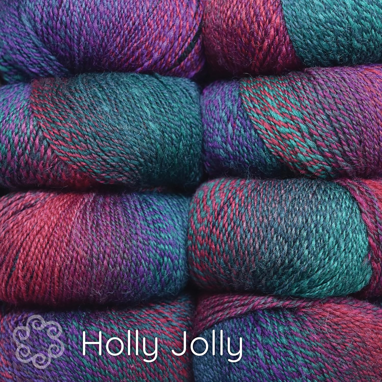 Double Helix by Living Dreams Yarn. Soft, Colorful 2-ply Wool Yarn for Crochet, Knitting, Weaving. Self-Striping Sport Weight Yarn, 3 Pack, 150g, Color Holly Jolly
