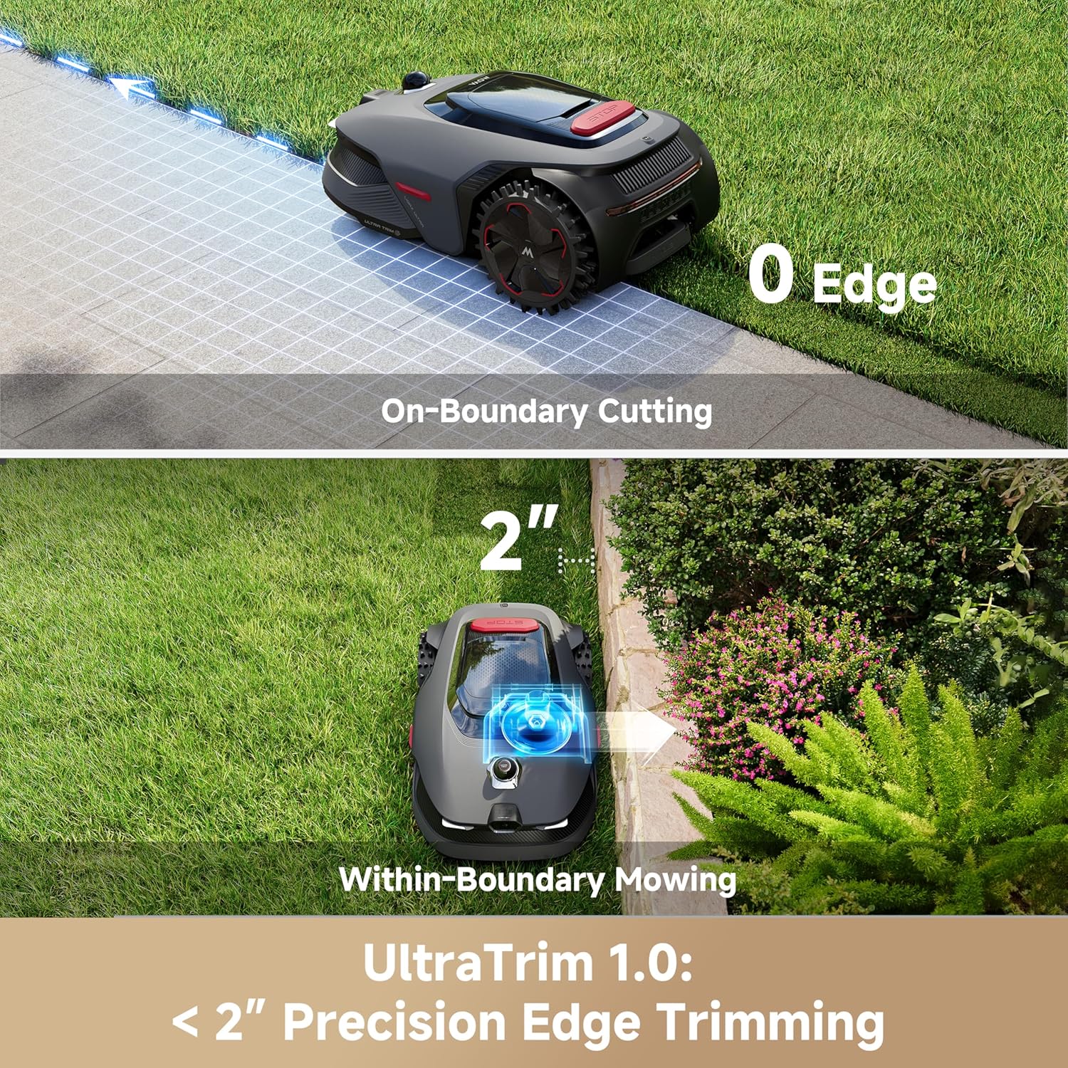 MOVA LiDAX Ultra 1000 Robot Lawn Mower Wire Free for 1/4 Acre, RTK-Free+360° 3D LiDAR+AI Vision Auto Mapping, Zero-Edge Cutting, Cutting Height 1.2"-3.9", 45% Slope, Up to 150 Managed Zones Dual Maps - Image 3