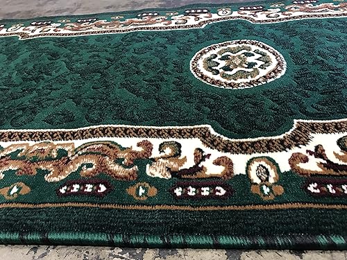 Miniatura 7 de Kingdom Alfombra tradicional de pasillo largo Hunter verde oscuro diseño D123 (2 pies 4 pulgadas x 10 pies 11 pulgadas)