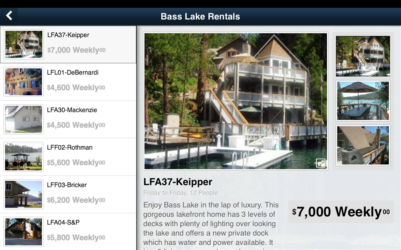 Bass Lake Rentals App on Amazon Appstore