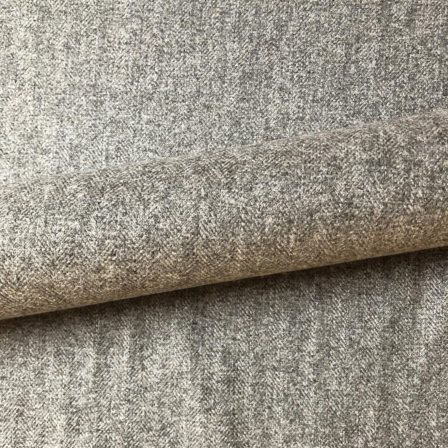 Gray Menswear Herringbone Tweed Upholstery Fabric 54 by The Yard