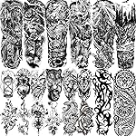 VANTATY 20 Sheets Extra Large Full Arm Temporary Tattoos For Men Adults, Tiger Snake Leopard Lion King Temporary Tattoos Sleeve For Women, Temp Waterproof Fake Tattoo Stickers For Kids Warrior Tatoos