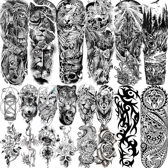 🔥Epic Traditional Tattoo Arm Sleeves! 20 Sheets of HUGE Temporary Tattoos🔥