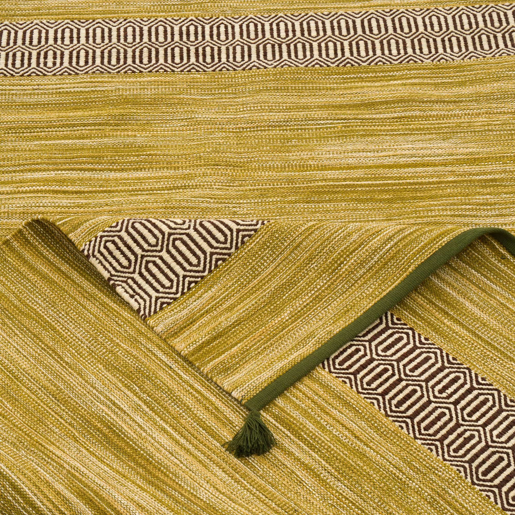 Pergamon Tapis Naturel Laine de Construction Kilim Toskana Bleu | Tapis Naturel tissé Main Entretien Facile pour Cuisine Couloir Salon