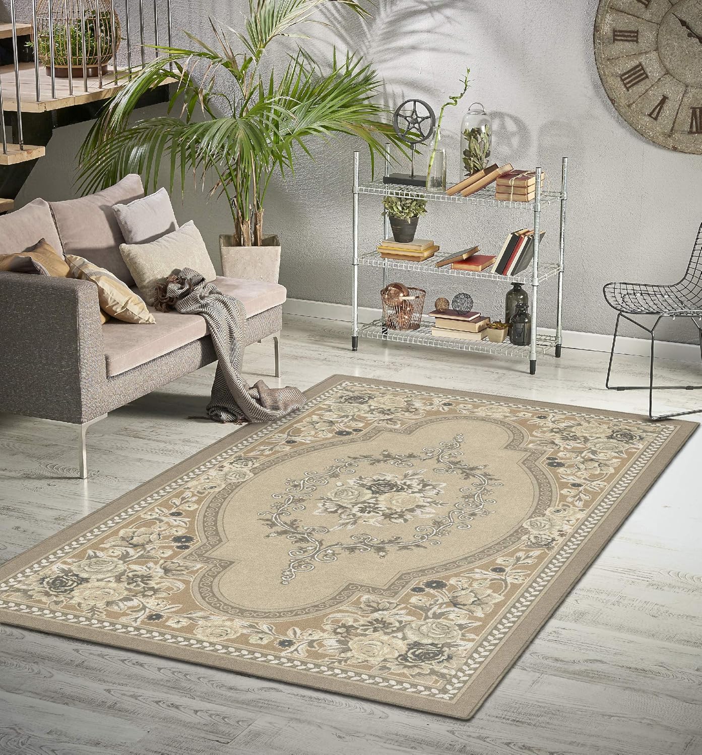 Brumlow Mills Estate Rose Floral Blossoms Traditional Area Rug for Living Room Mat