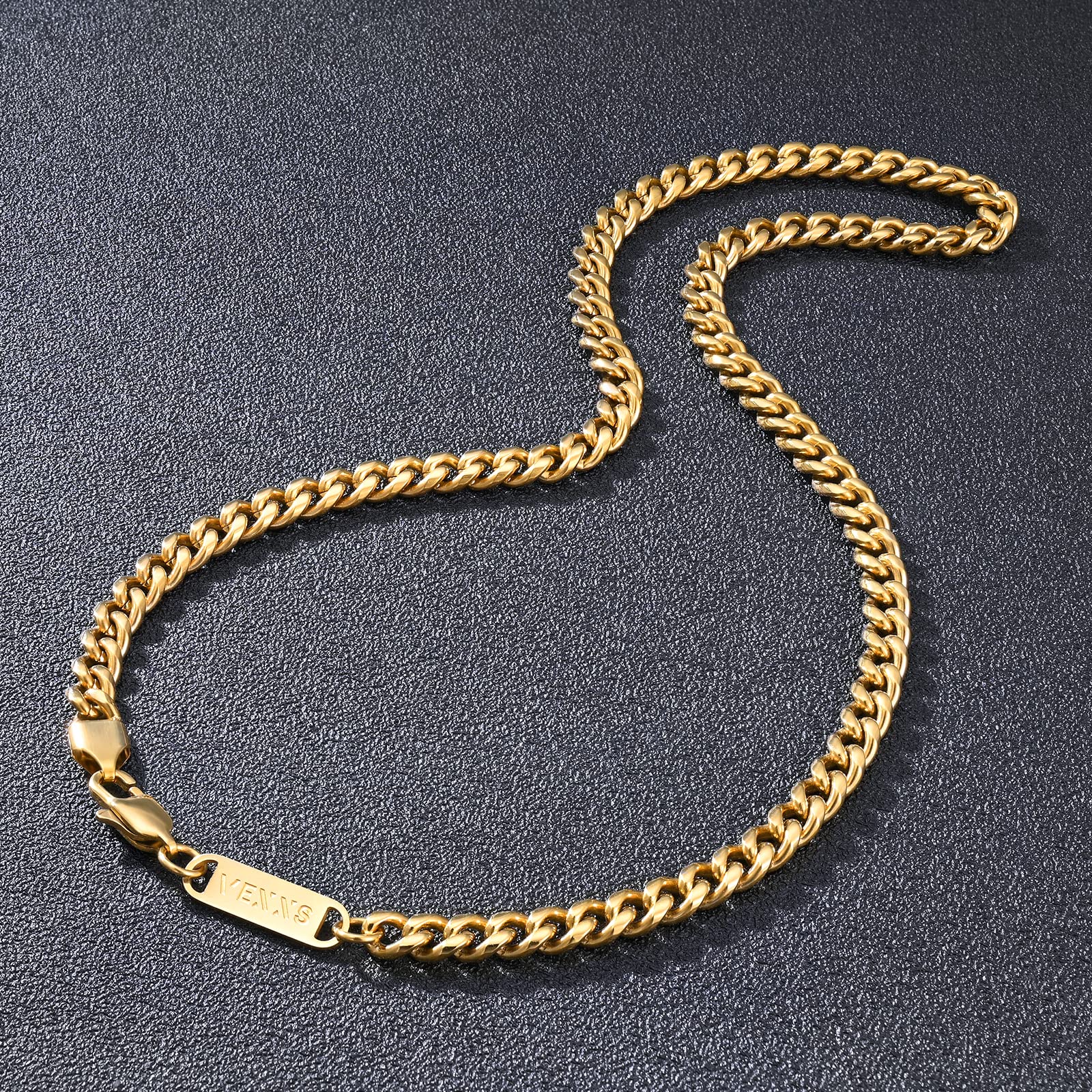 VEXXS 18K Gold beschichtet Cuban Halskette Panzerkette Miami Kubanische Gliederkette Herren Nickelfrei