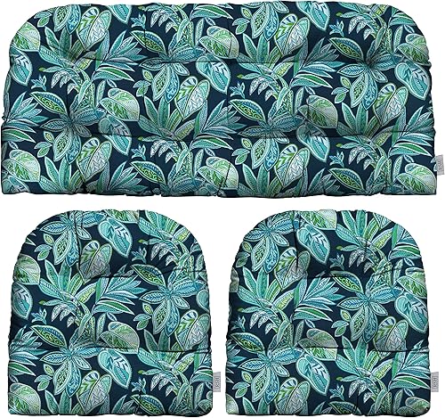 Miniatura 10 de RSH Décor - Juego de 3 cojines de mimbre copetudos para interiores y exteriores, sofá biplaza de 41 x 19 pulgadas y formas de U de 19 x 19 pulgadas,