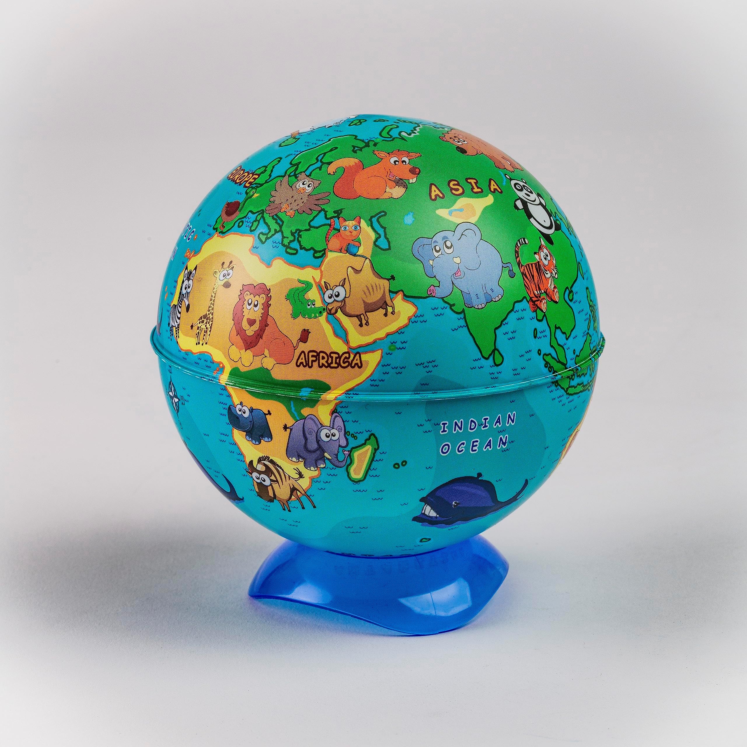 EXERZ 10CM Mini Globe (Wild Animal), with Pencil Sharpener build in - English Map