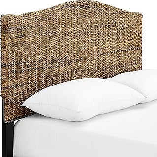 Crosley Furniture Serena Handwoven Natural Fiber Rattan Bed Headboard, B...