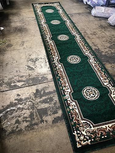 Miniatura 5 de Kingdom Alfombra tradicional de pasillo largo Hunter verde oscuro diseño D123 (2 pies 4 pulgadas x 10 pies 11 pulgadas)