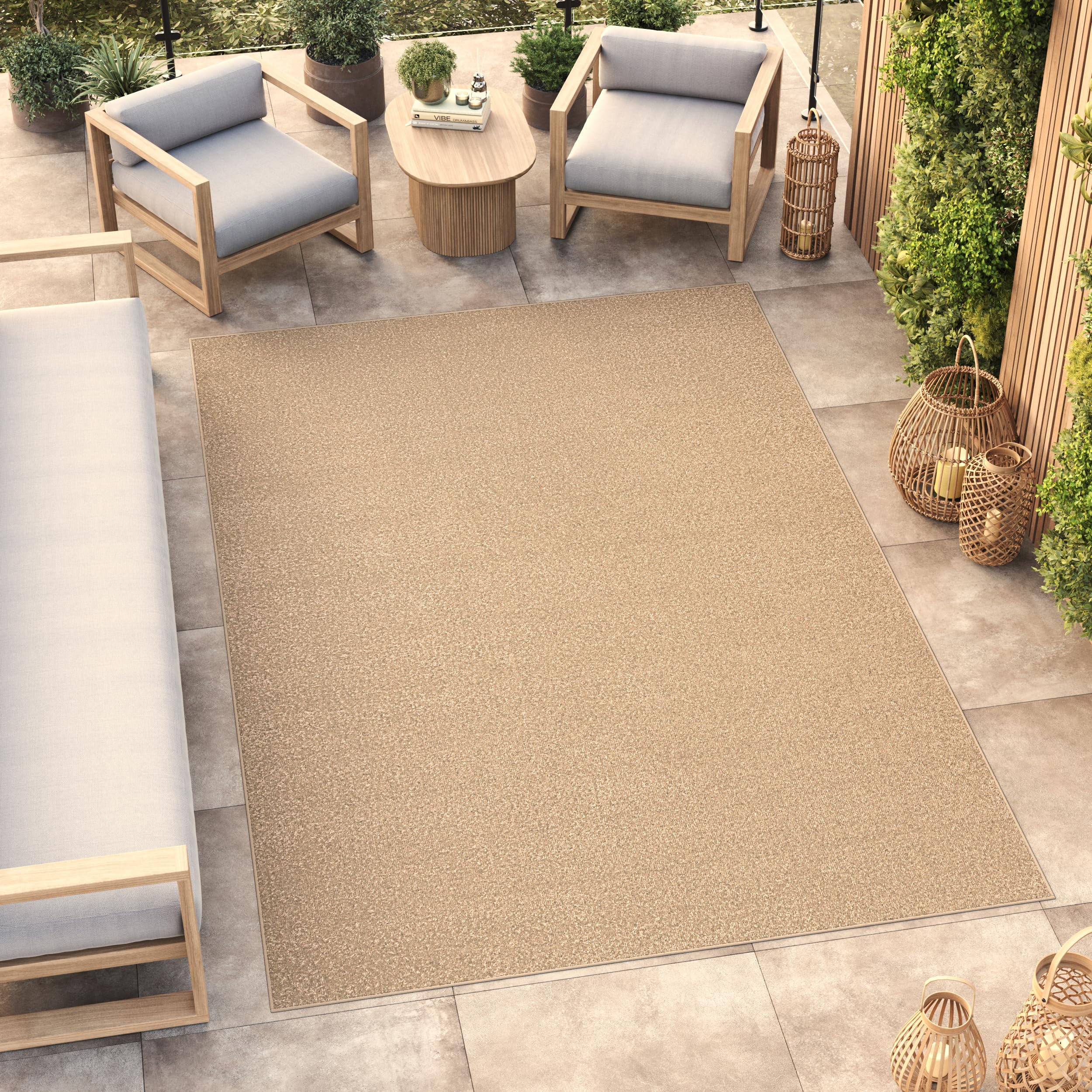 TAPISO Alfombra Monocolor Pelo Corto Interior Diseño Moderno Beige Diseño Unicolor Alfombra Salón Dormitorio Adulto Comedor Cocina Resistente Exterior Oeko-Tex 200 x 300 cm