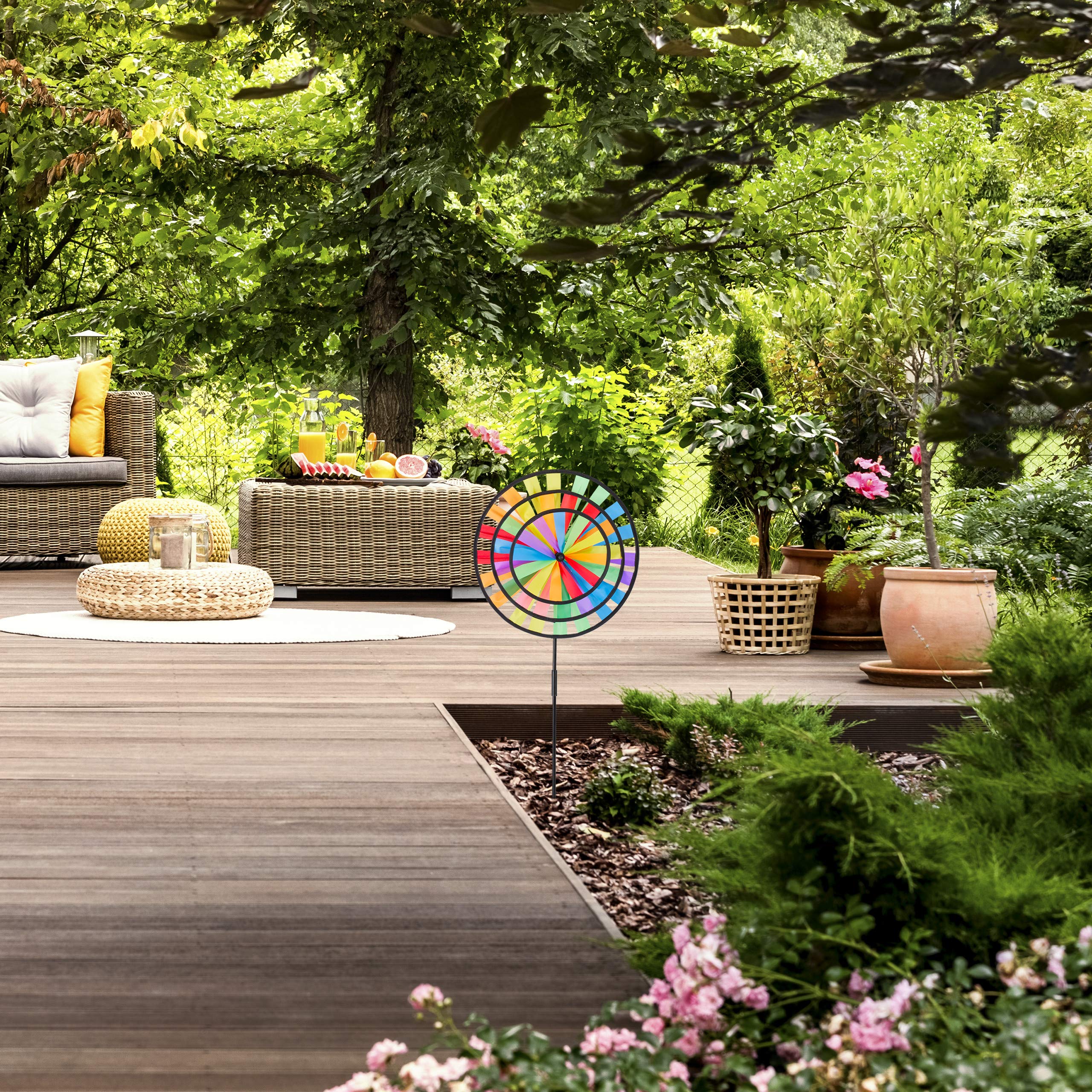 Relaxdays Girandola, per Aiuole, Design Arcobaleno, per Bambini, da Outdoor, HLP: 73,5 x 35,5 x 15 cm, Colorato