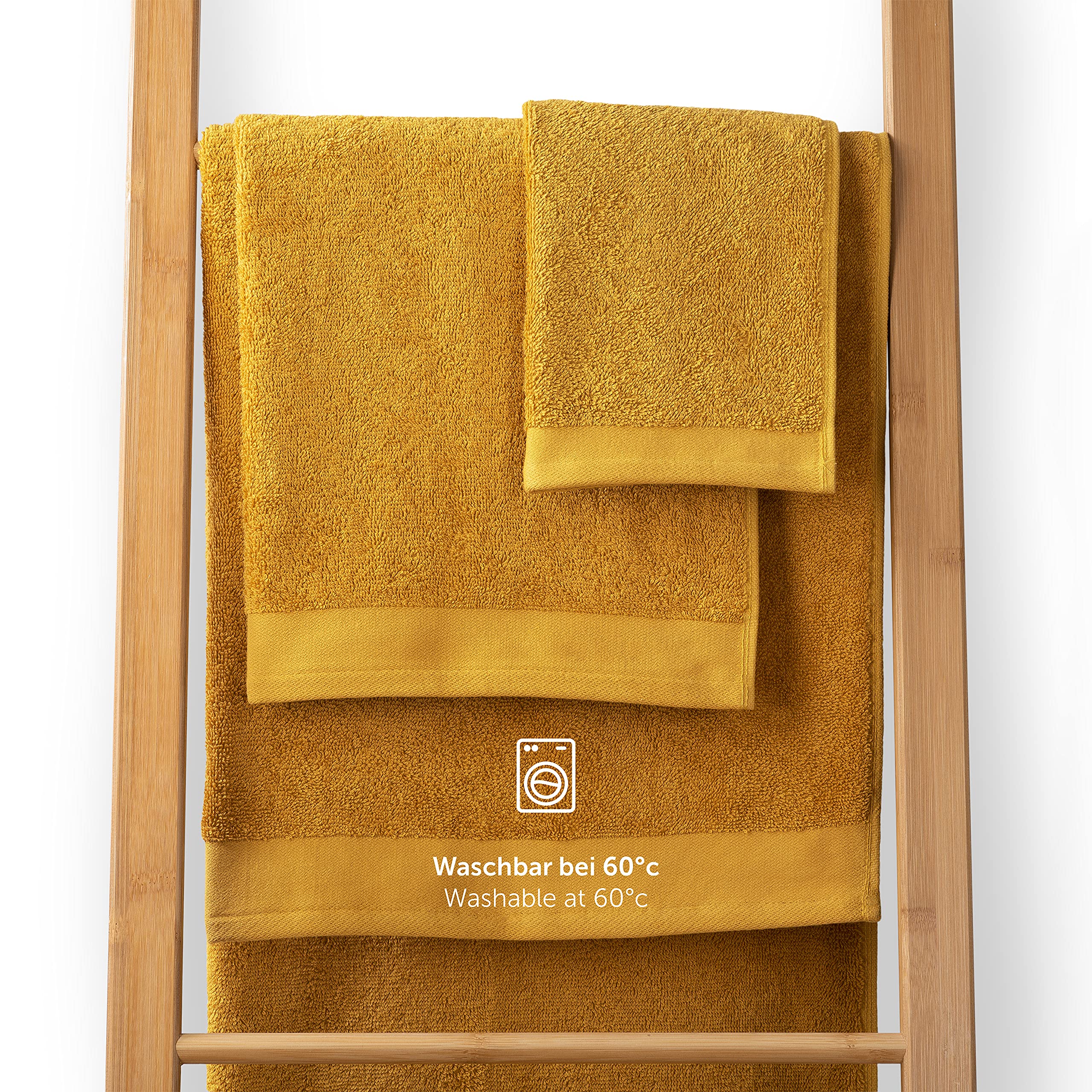 Blumtal Premium zestaw ręczników frotte z pętlą do zawieszania - bawełna certyfikowana Oeko-TEX, miękkie, chłonne - 10x ręcznik dla gości (30x50 cm), Spicy Mustard (żółty)