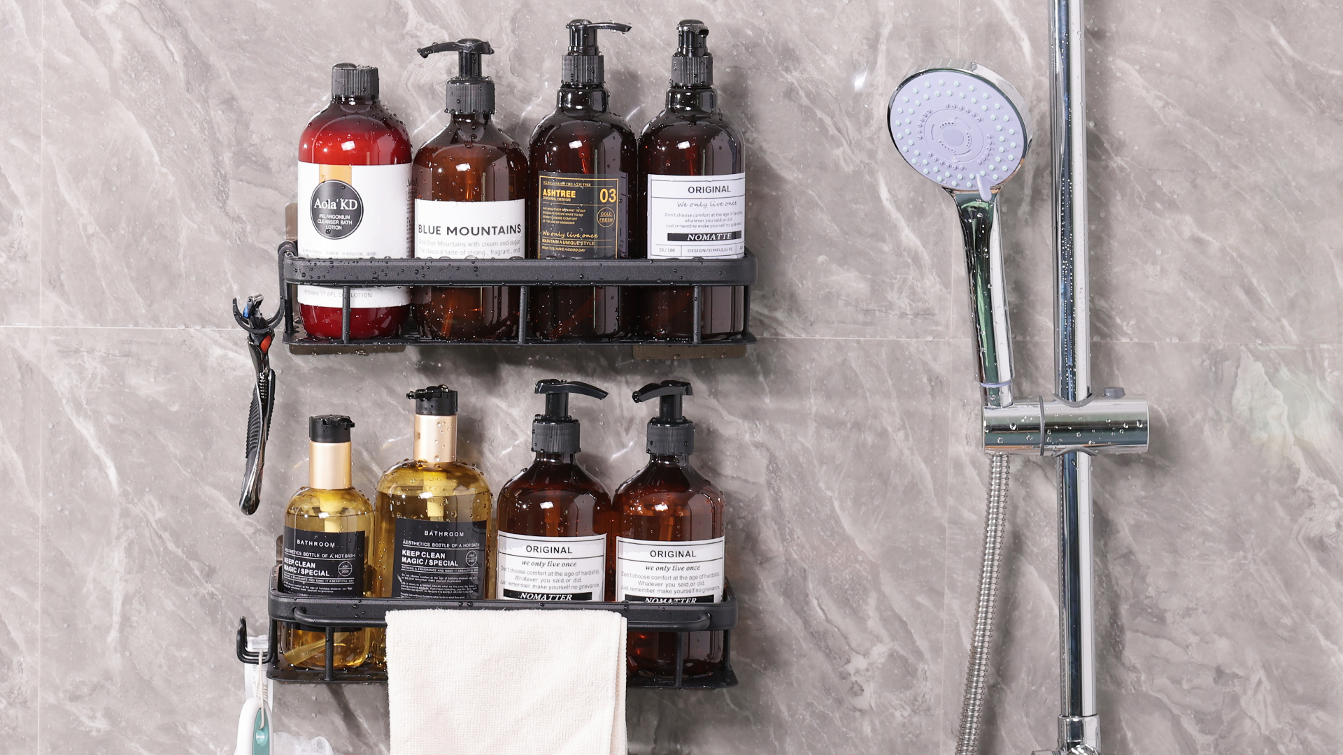 Mensola Doccia Adesiva Senza Fori - Porta Shampoo Antiruggine Per Bagno E Cucina, 2 Pezzi - Foto 6