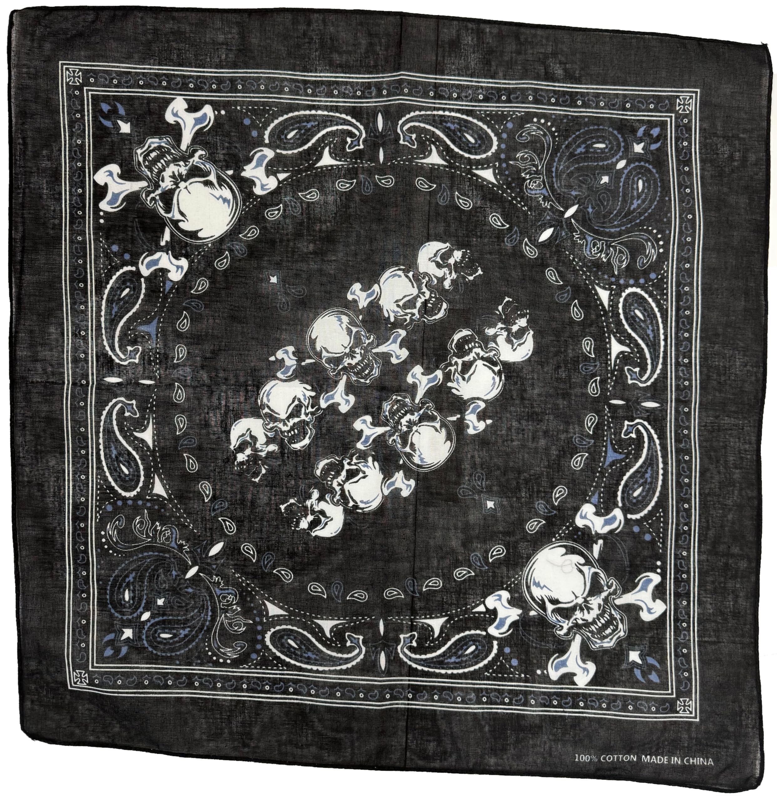 Zac's Alter Ego Skull & Paisley Print Cotton Bandana/Durag/Face Mask