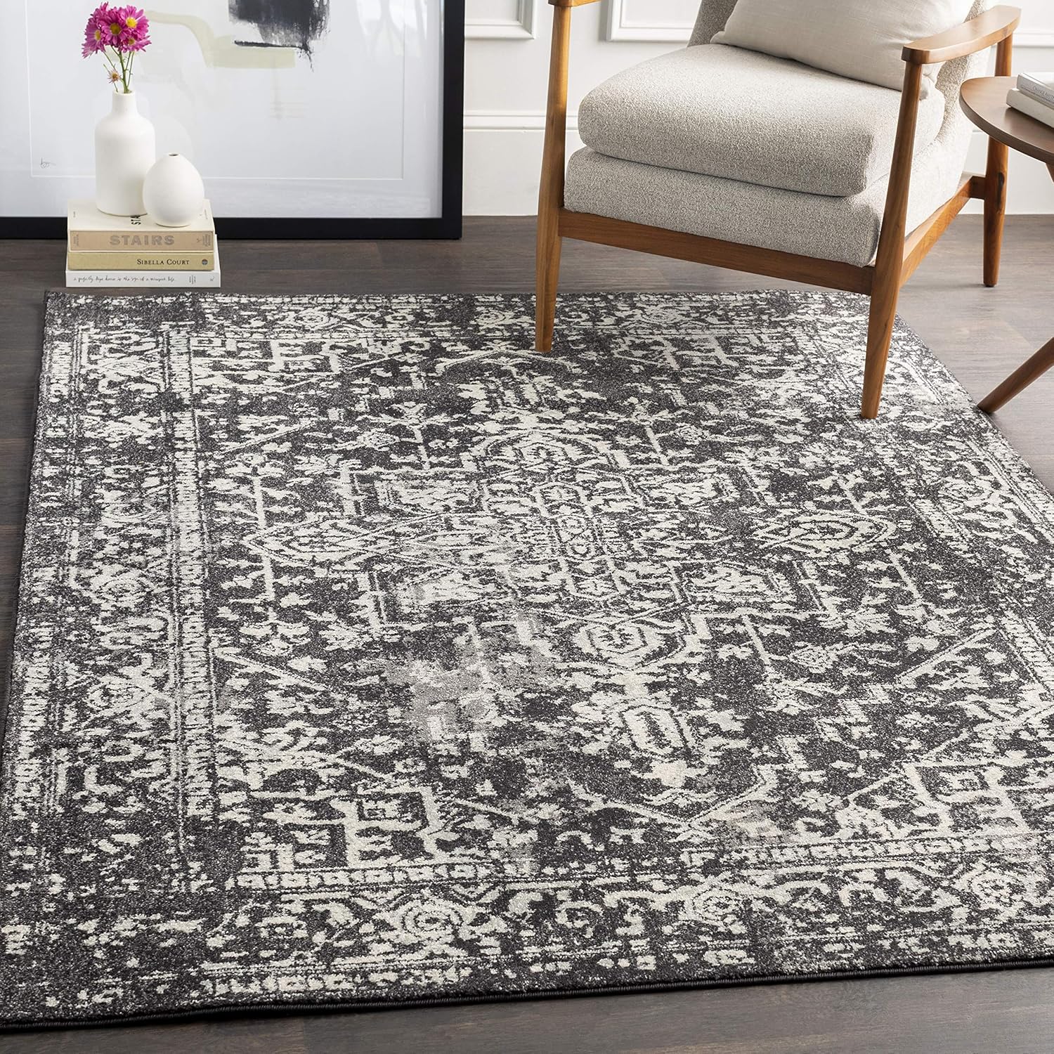 Artistic Weavers Janine Vintage Medallion Area Rug,7'10" x 10'3",Black