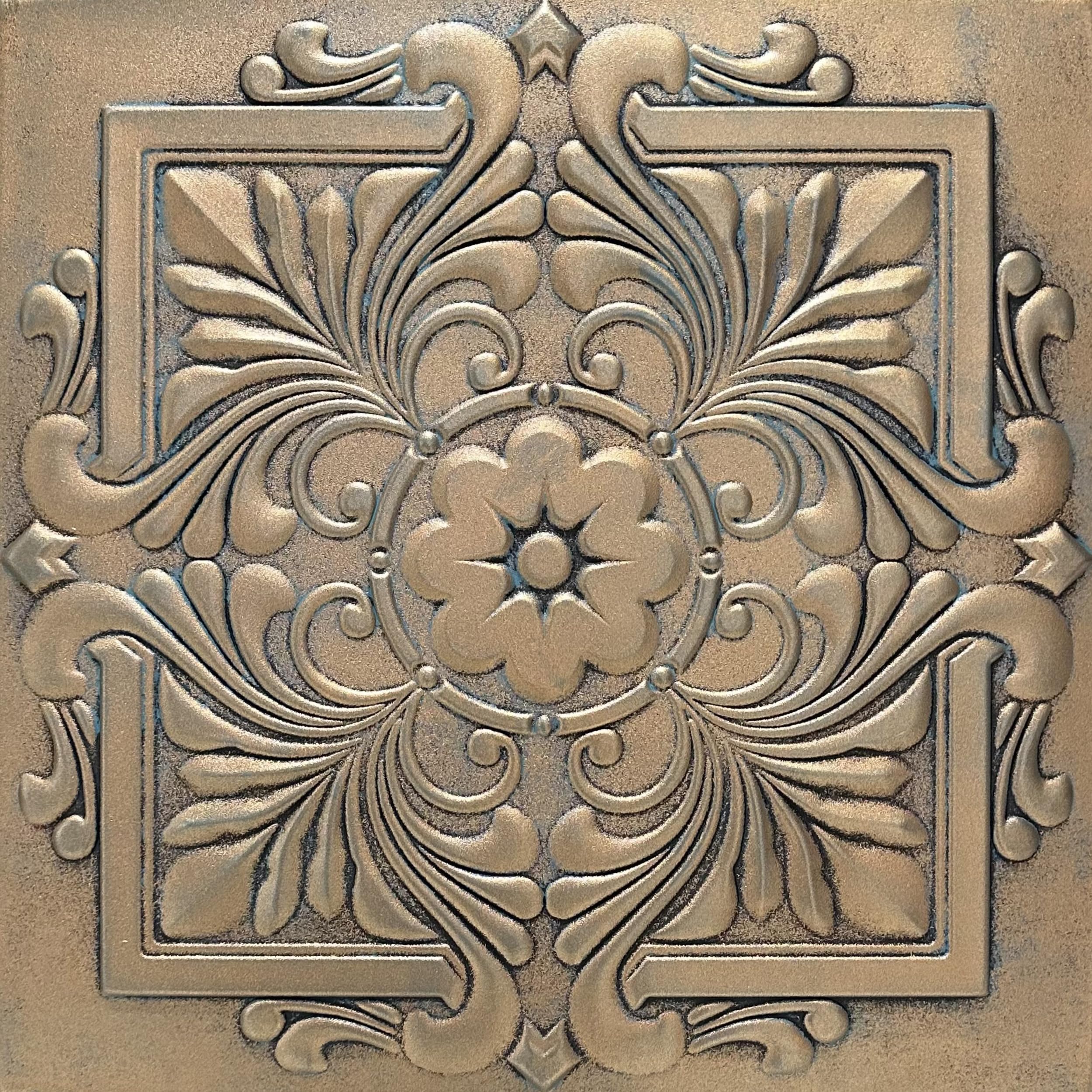 A La Maison Ceilings R14 Victorian Foam Glue-up Ceiling Tile (259.2 sq. ft./Case), Pack of 96, Aged Copper