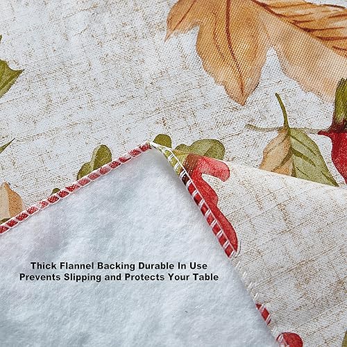 Miniatura 7 de Newbridge Mantel de vinilo rústico con estampado de bellota y hojas de otoño, mantel de vinilo con reverso de franela, 60 x 84 pulgadas,