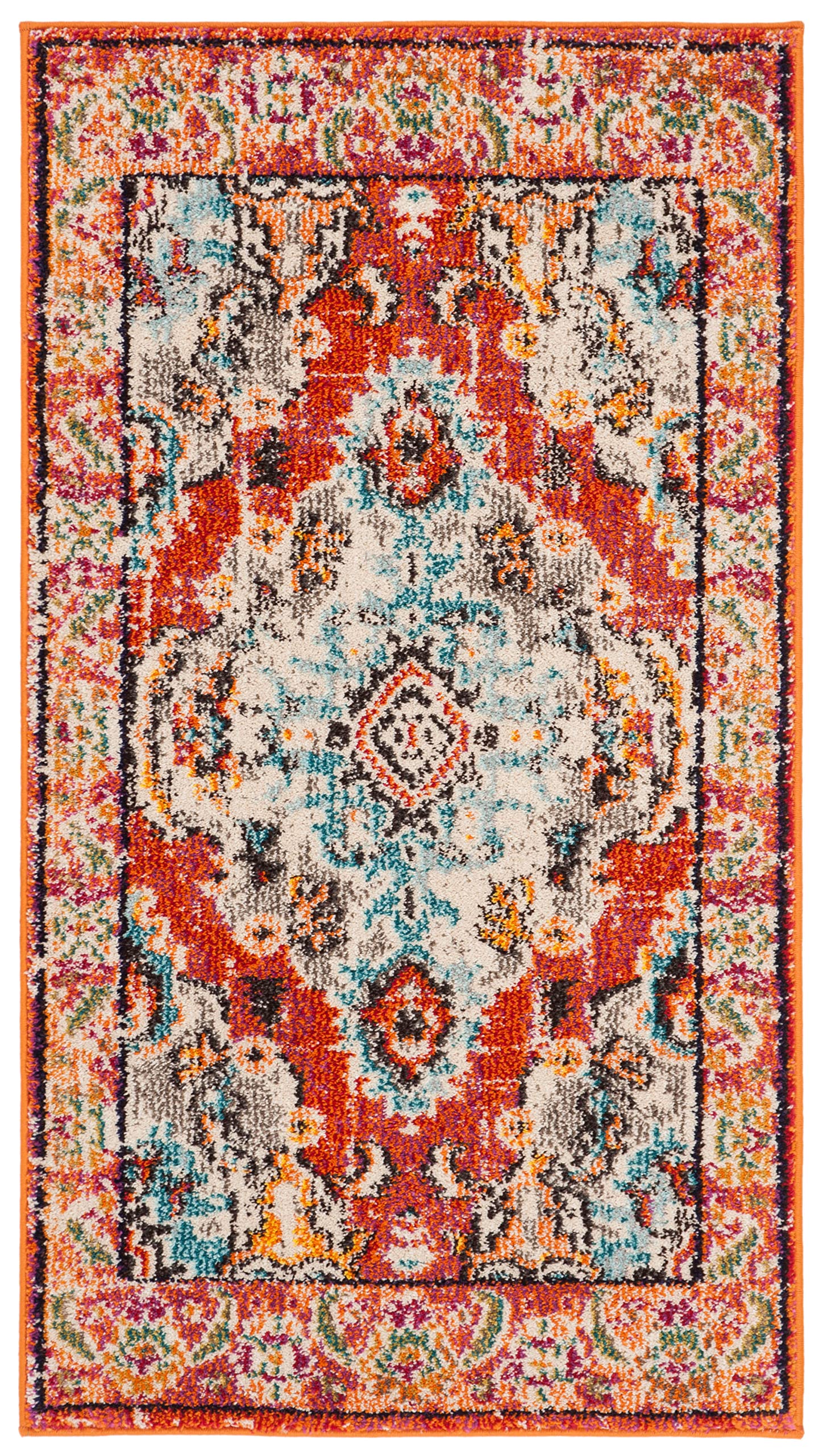 Tapis Boho Safavieh Monaco orange et bleu clair 61x91 cm pour salon et chambre