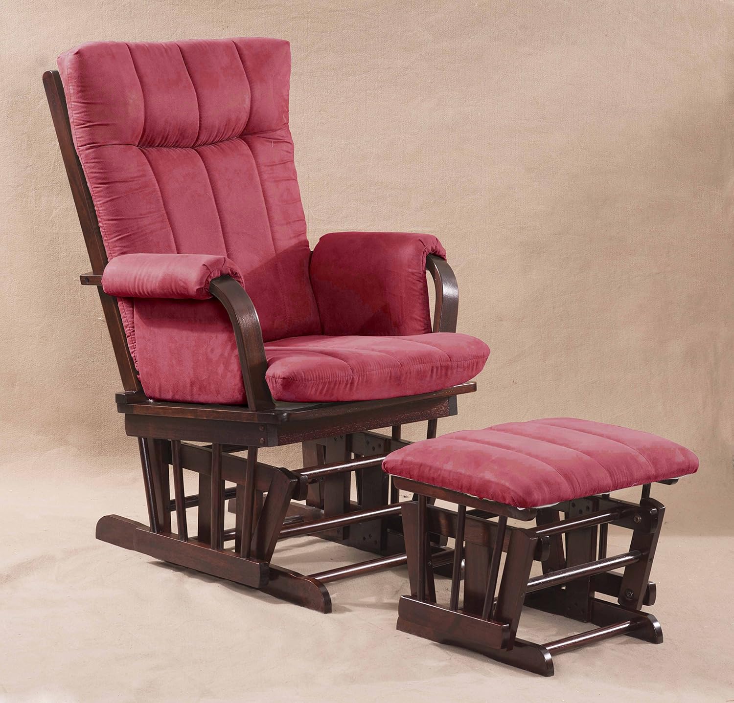 Artiva USA Marsala Super Soft Microfiber Cushion Cherry Wood Glider Chair and Ottoman Set, : Home & Kitchen