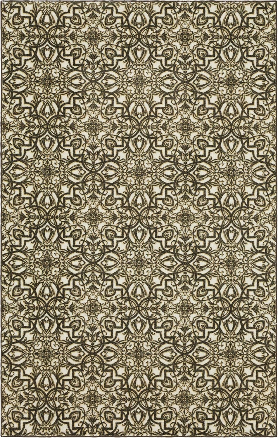 Navy Geometric Tufted 4' x 6' Synthetic Area Rug