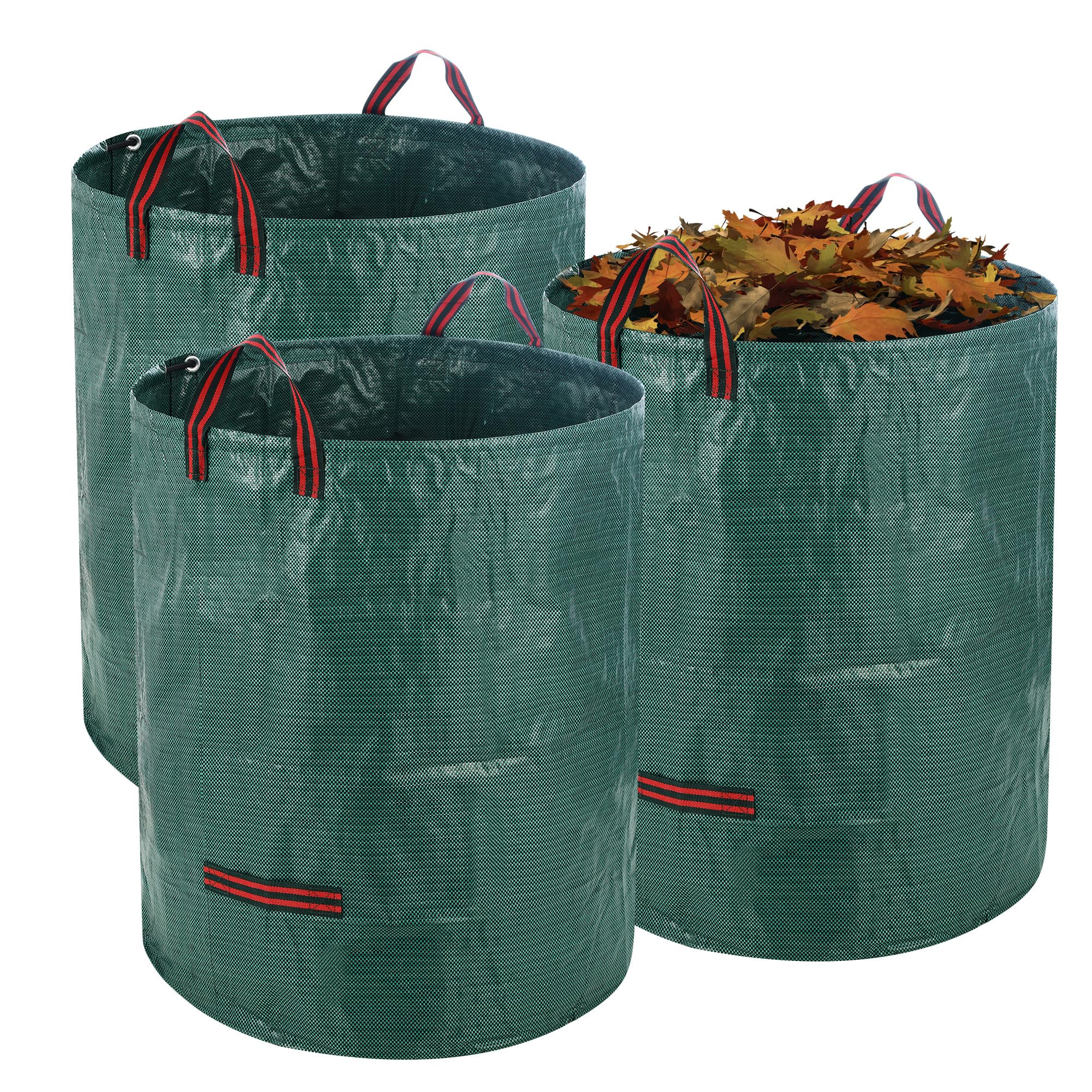 3 Piezas Bolsa Basura Jardin, 272 L Bolsa Jardin, Bolsas de basura de jardíncon asa, Plegable, Reutilizable, Adecuada para hojas, Restos de poda y residuos de plantas