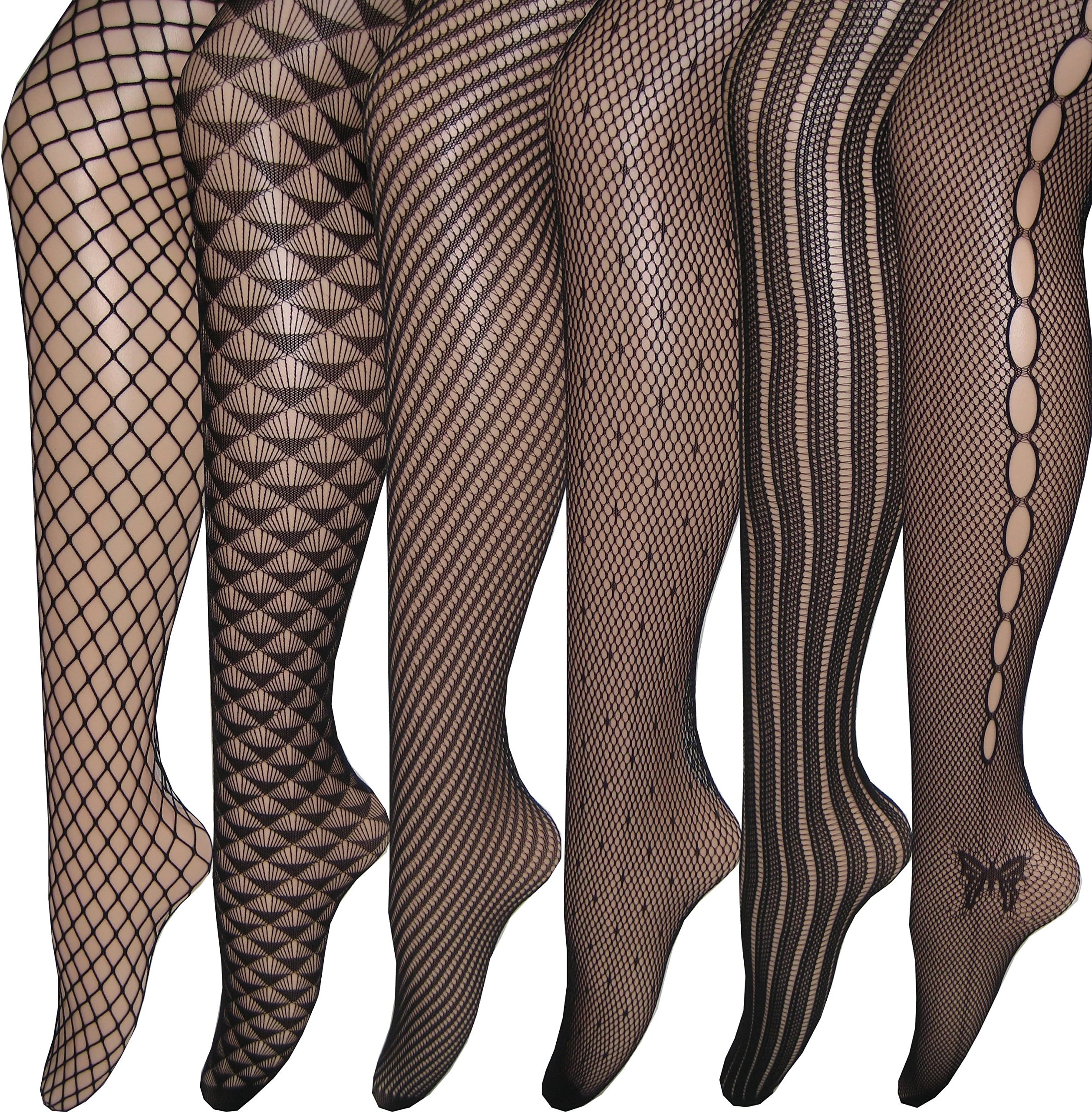 Fishnet Stockings Lace Nylons Pantyhose Tights (Pack of 6)