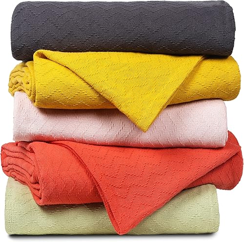 Miniatura 6 de BELIZZI Home - Manta de cama 100 % algodón, transpirable, manta térmica transpirable tamaño individual, manta térmica suave de 60 x 90 pulgadas,