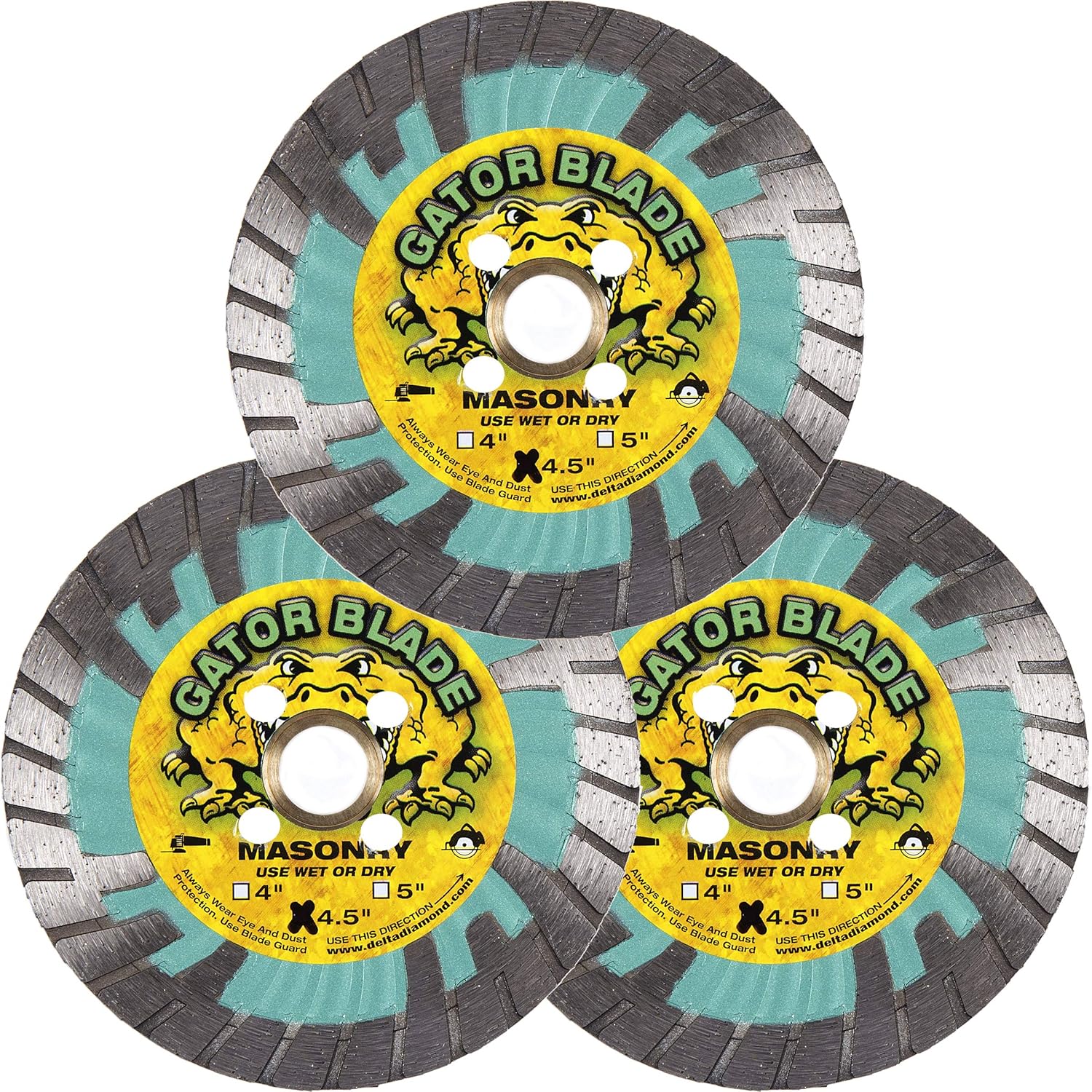 Delta Diamond Gator Blade Supreme 7 Inch Wavy Core Turbo Diamond Saw Blade, DM-7/8-5/8" Arbor, for Masonry, Concrete, Stone, Granite, Wet/Dry, Continuous Rim (7")