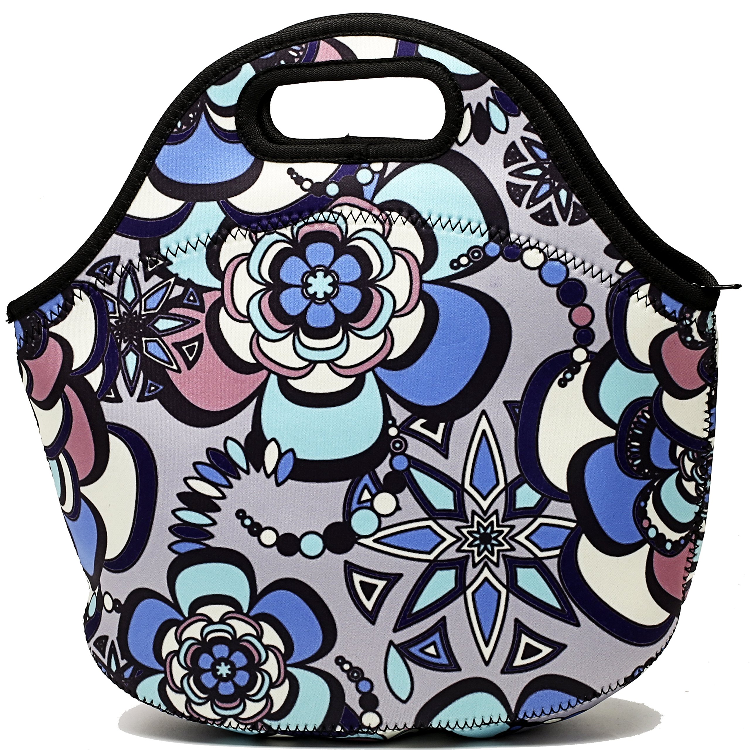 Chrysansmile Insulated Lunch Bag Neoprene Small Lunch Box for Women Soft Cooler Bag Yellow Flower Cute Lunch Tote for Work Outdoor Picnic
