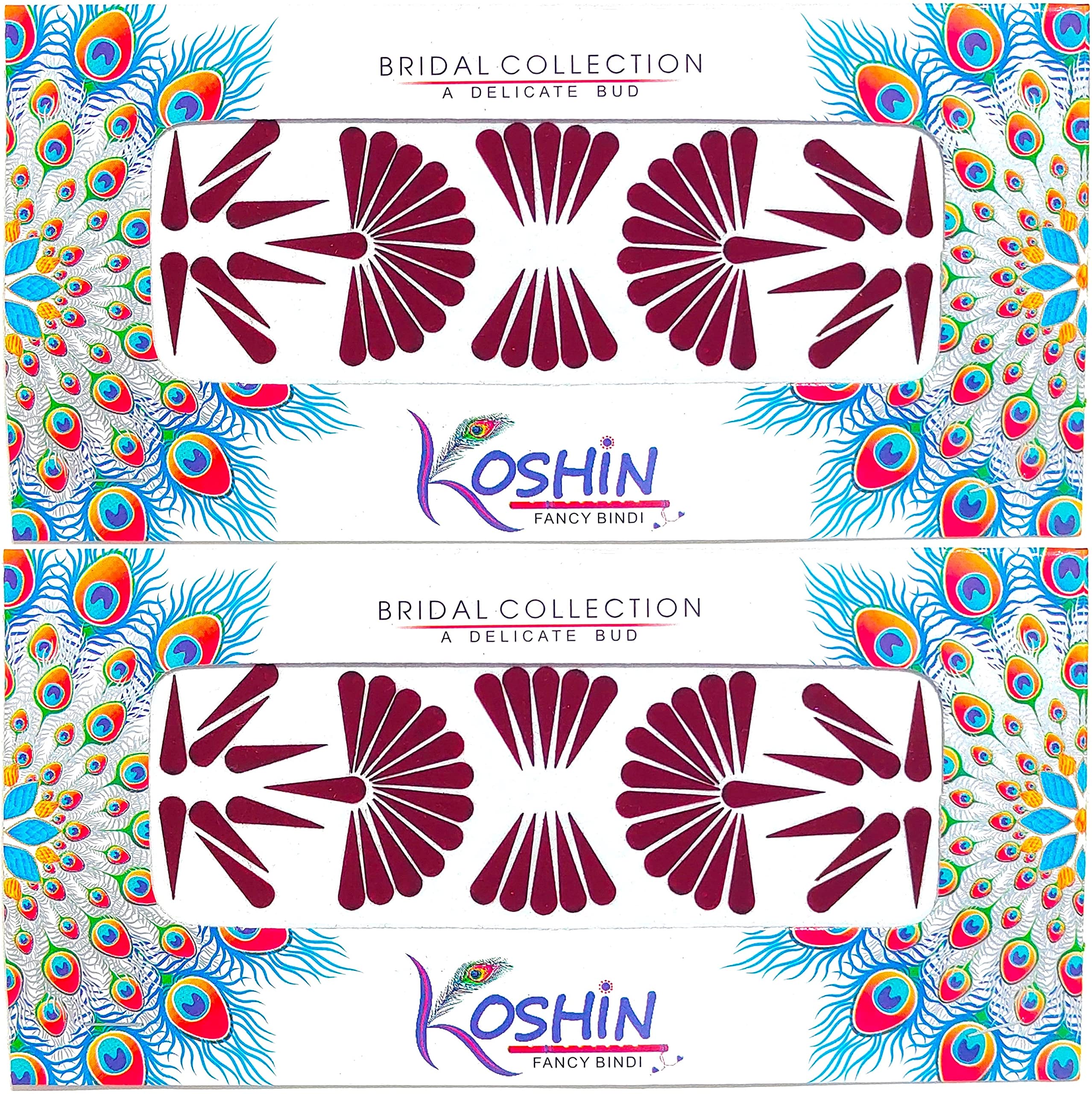 KOSHIN Dark Maroon Tilak Size Per Bindi Height 1.7 cm x Width 5 mm Forehead Bindi For Women Ladies (Maroon Tilak Bindi) Pack 2