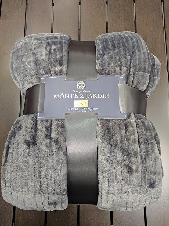 Buy Monte & Jardin Queen Gray Jacquard Velvet Blanket 98 by 92 inches
